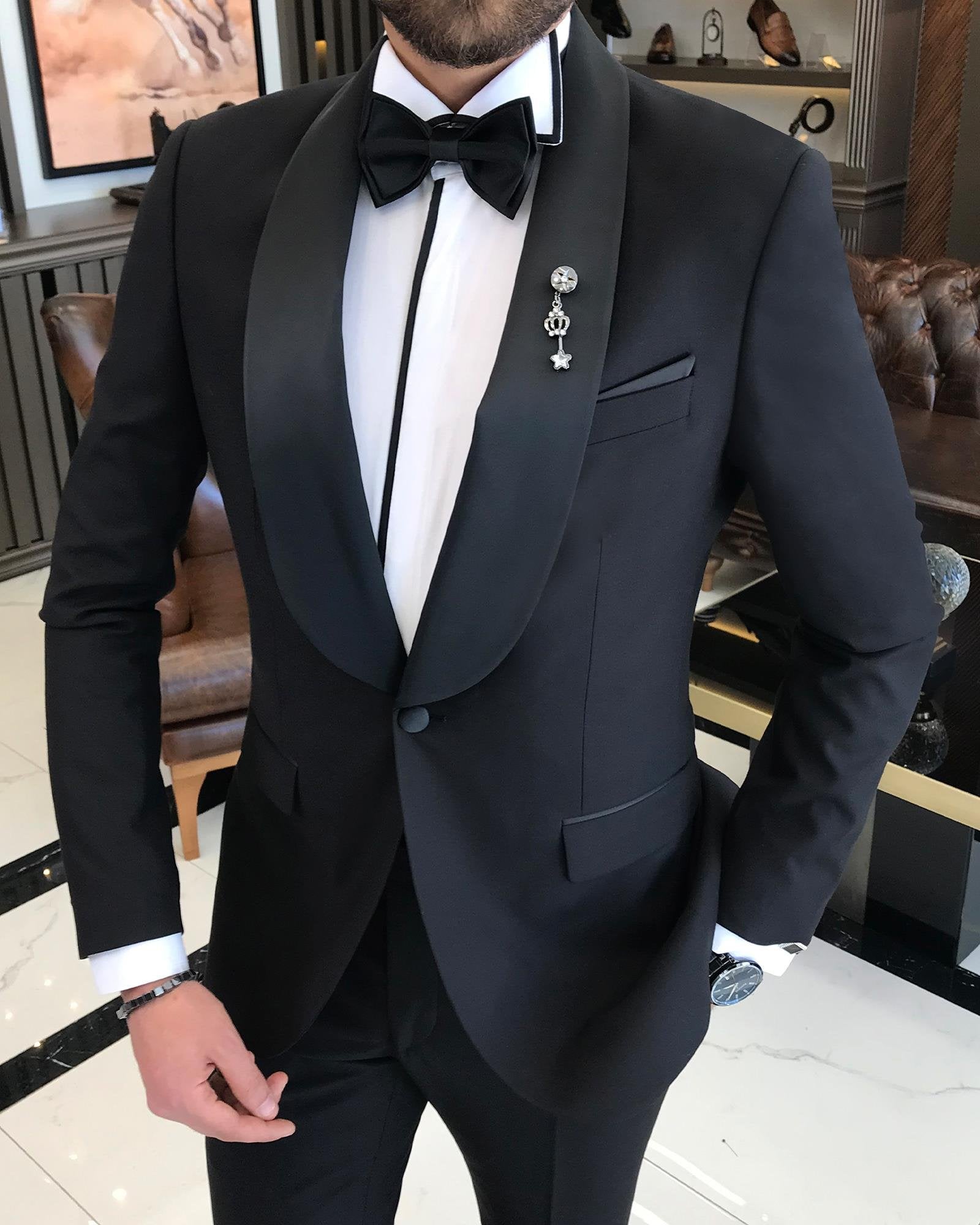 Black Slim-Fit Tuxedo 2-Piece