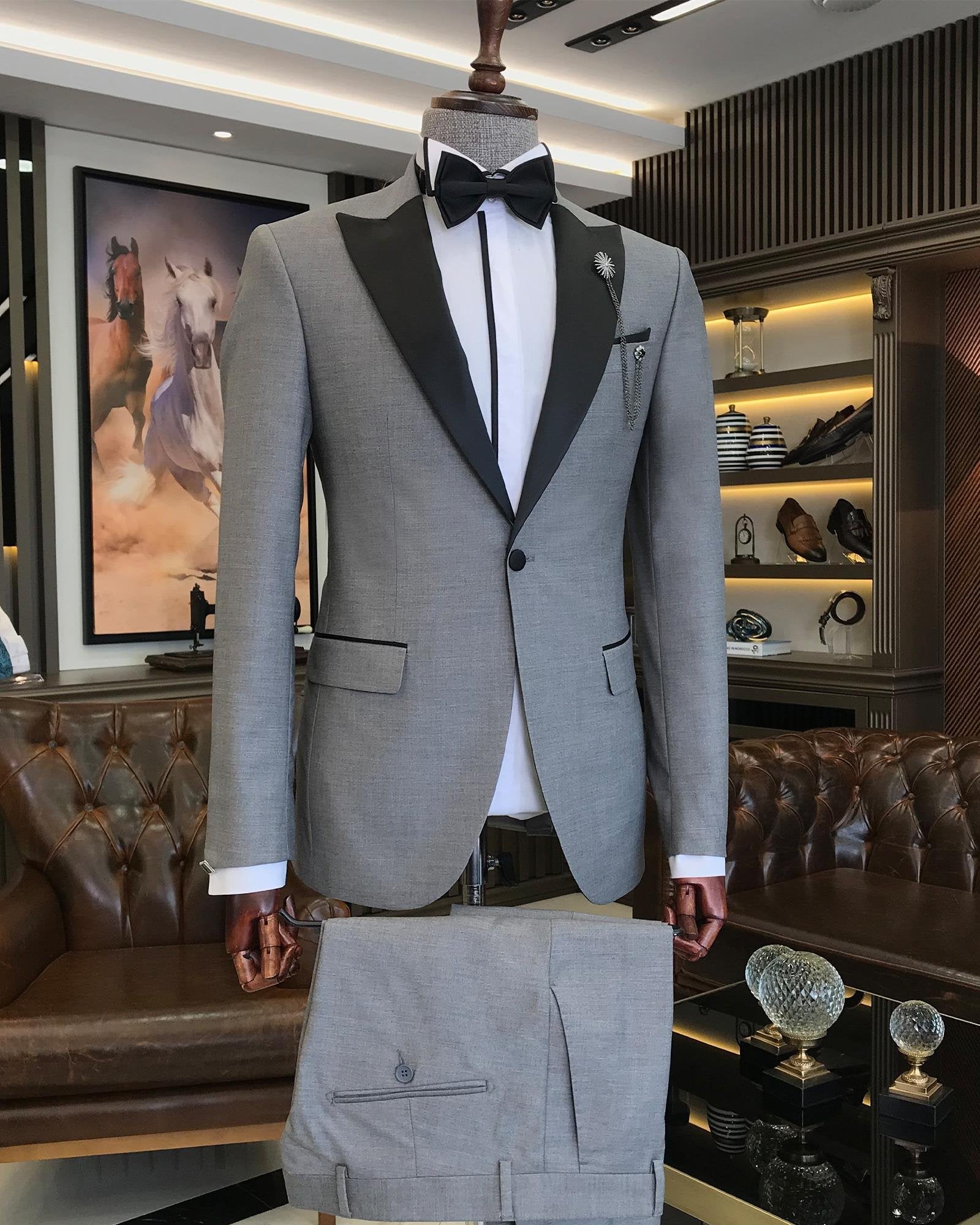 Grey Slim-Fit Tuxedo 2-Piece