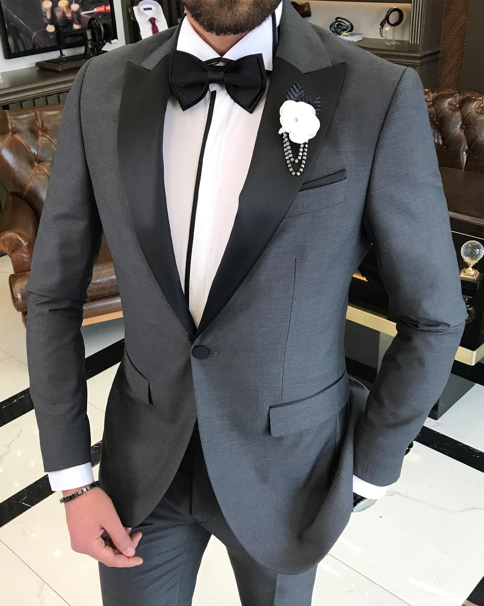 Grey Slim-Fit Tuxedo 2-Piece