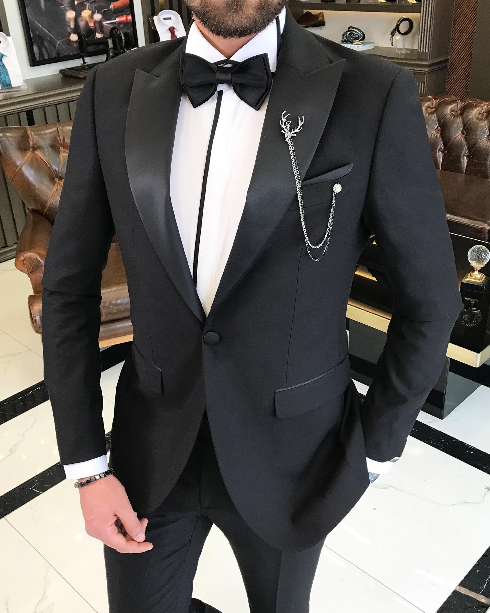 Black Slim-Fit Tuxedo 2-Piece