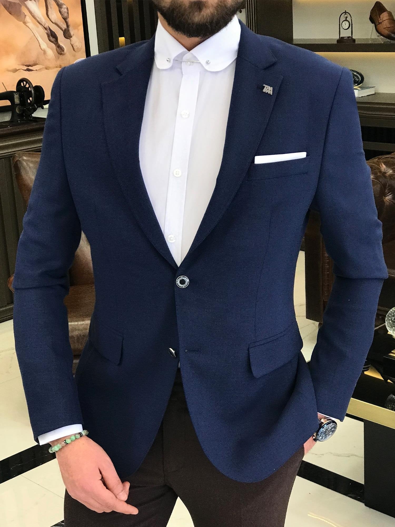 Navy Single Breasted Blazer