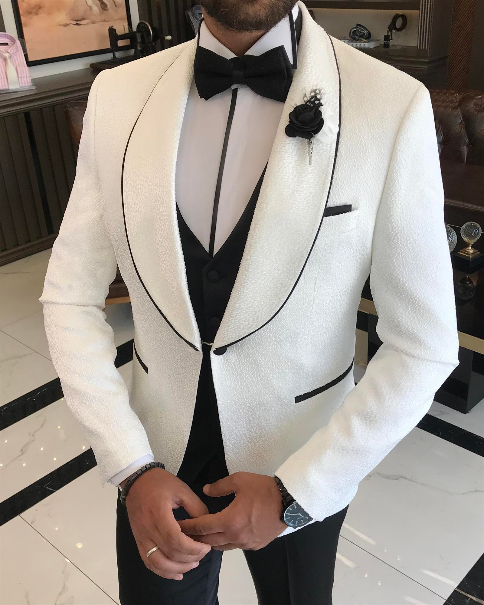 White Slim-Fit Tuxedo 3-Piece