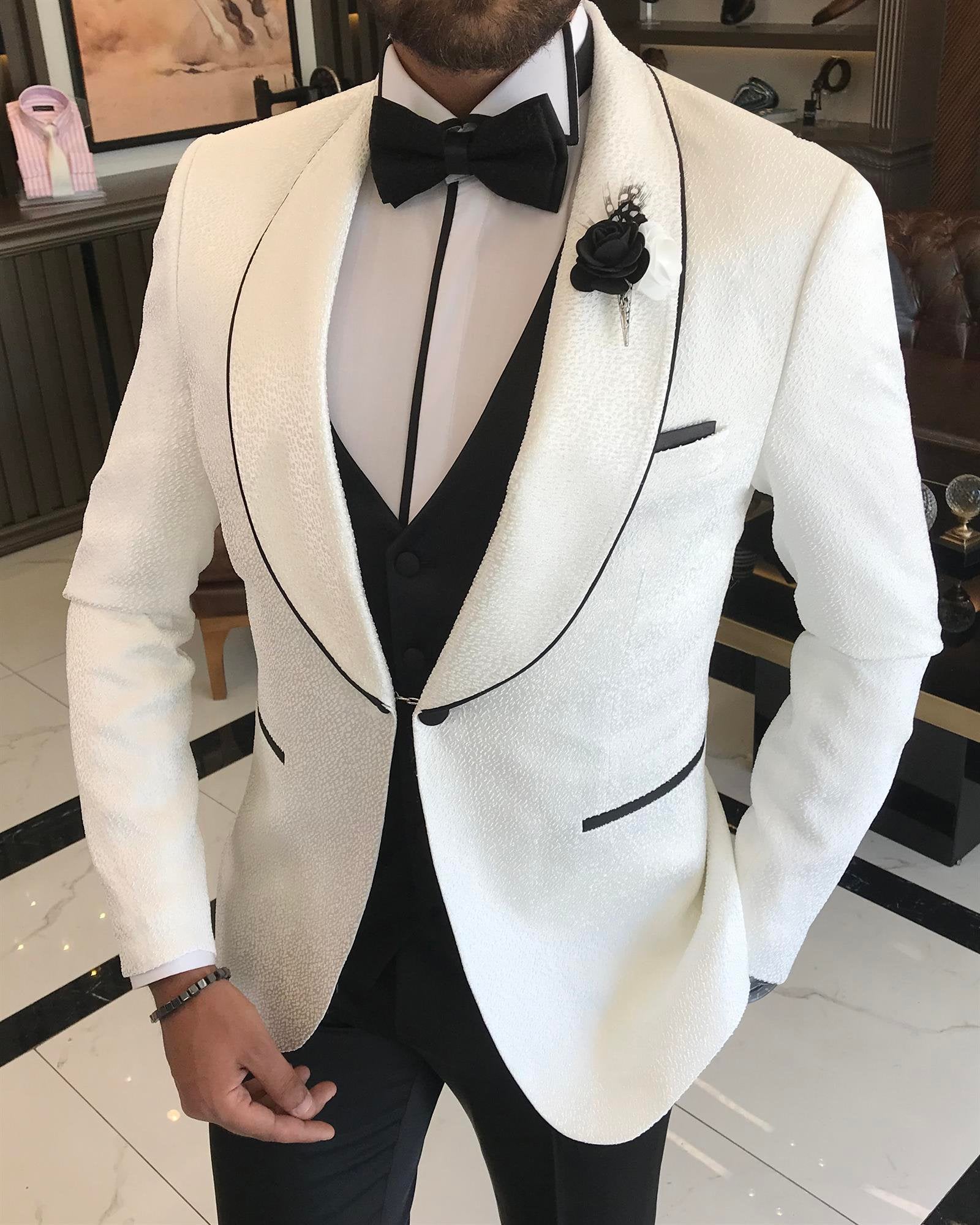 White Slim-Fit Tuxedo 3-Piece