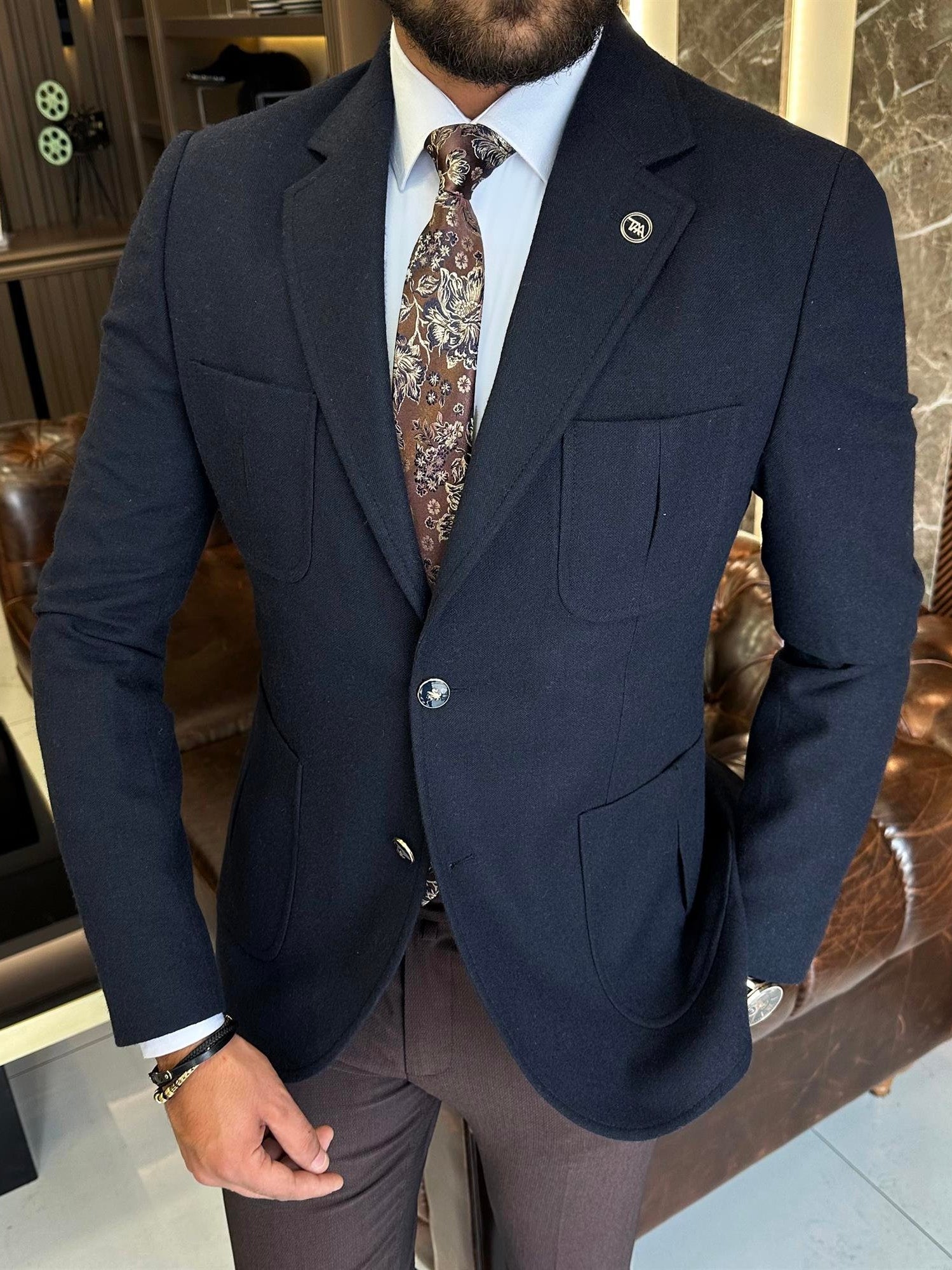 Navy Single Breasted Blazer