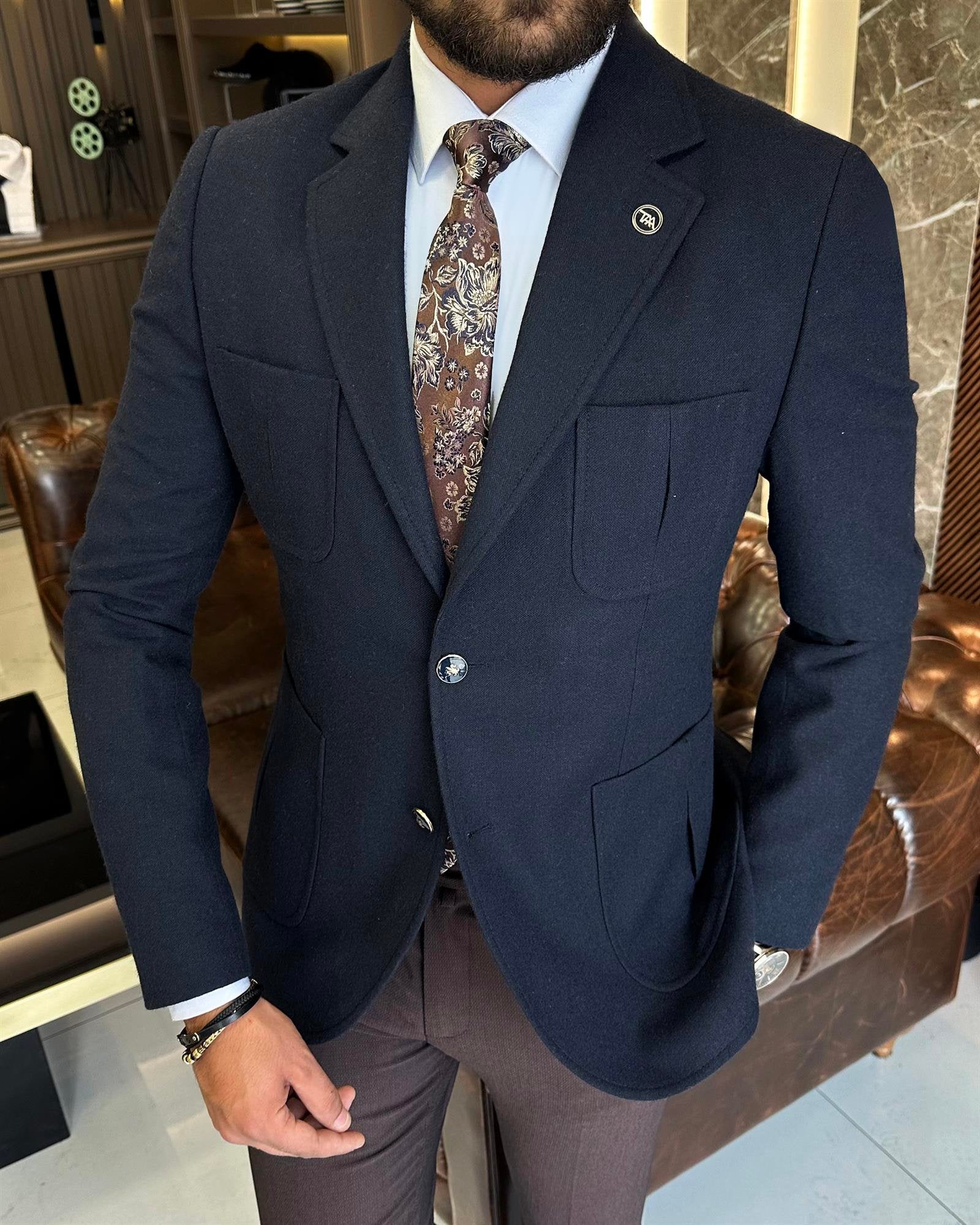 Navy Single Breasted Blazer
