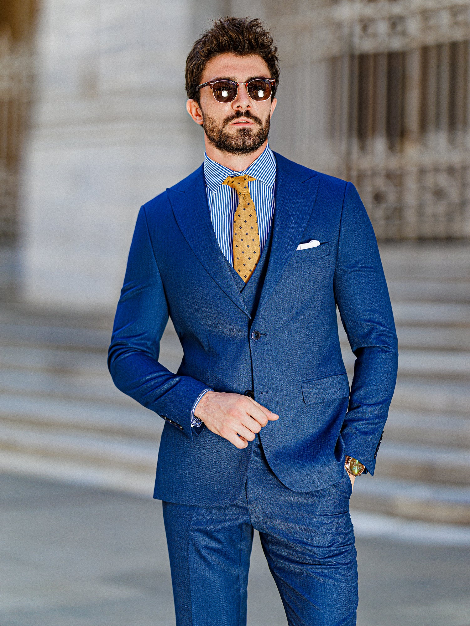 Blue Slim-Fit Suit 3-Piece