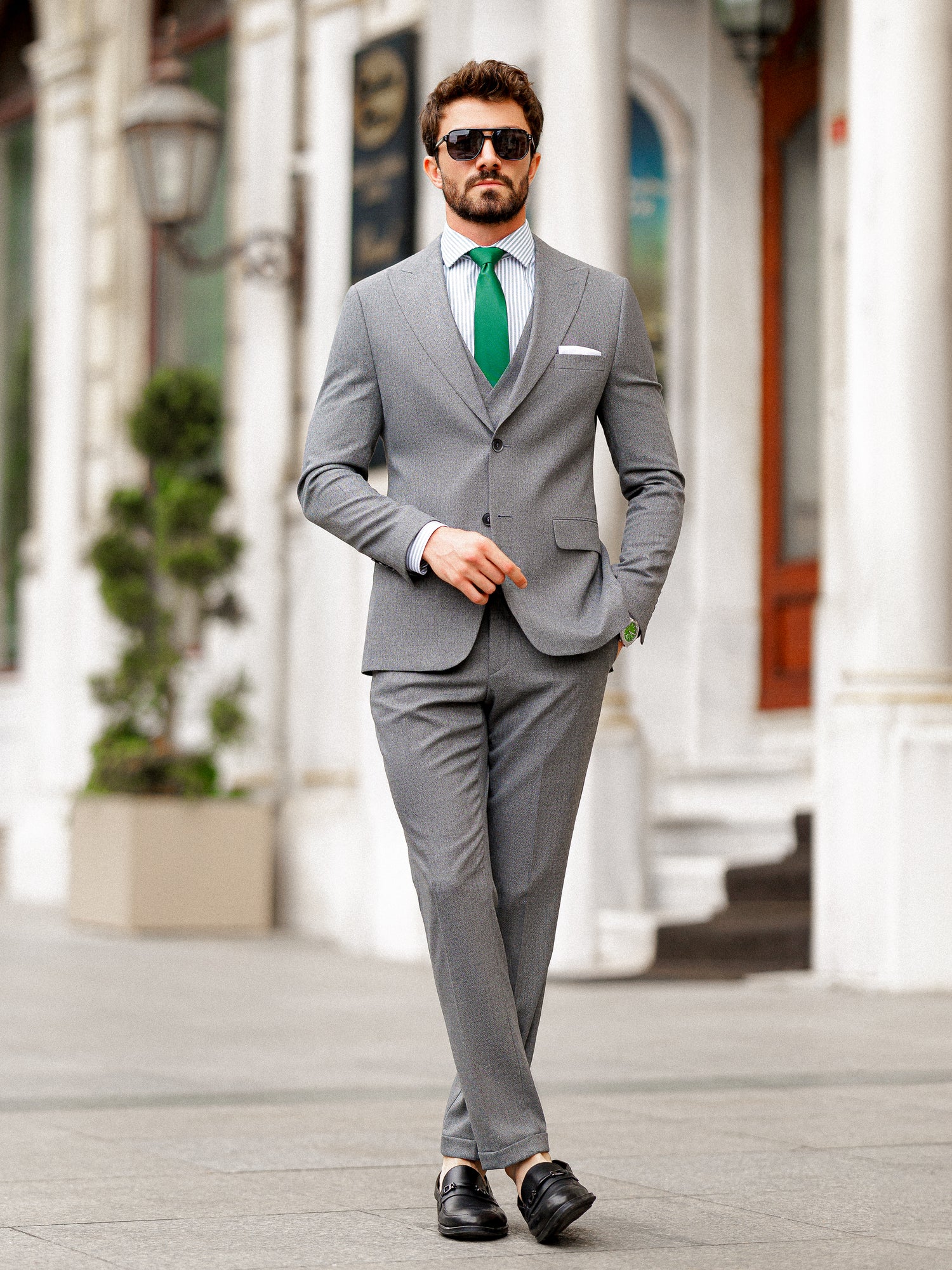 Grey Slim-Fit Suit 3-Piece