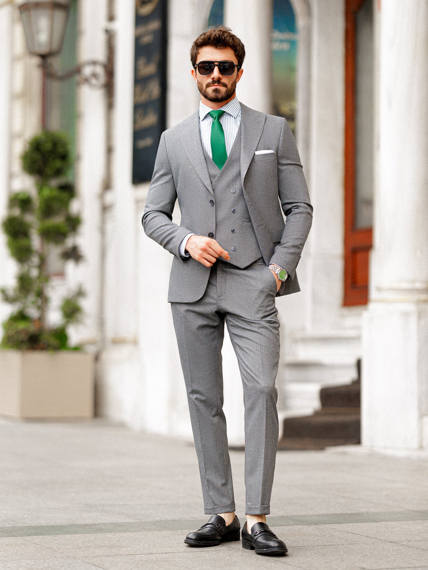 Grey Slim-Fit Suit 3-Piece