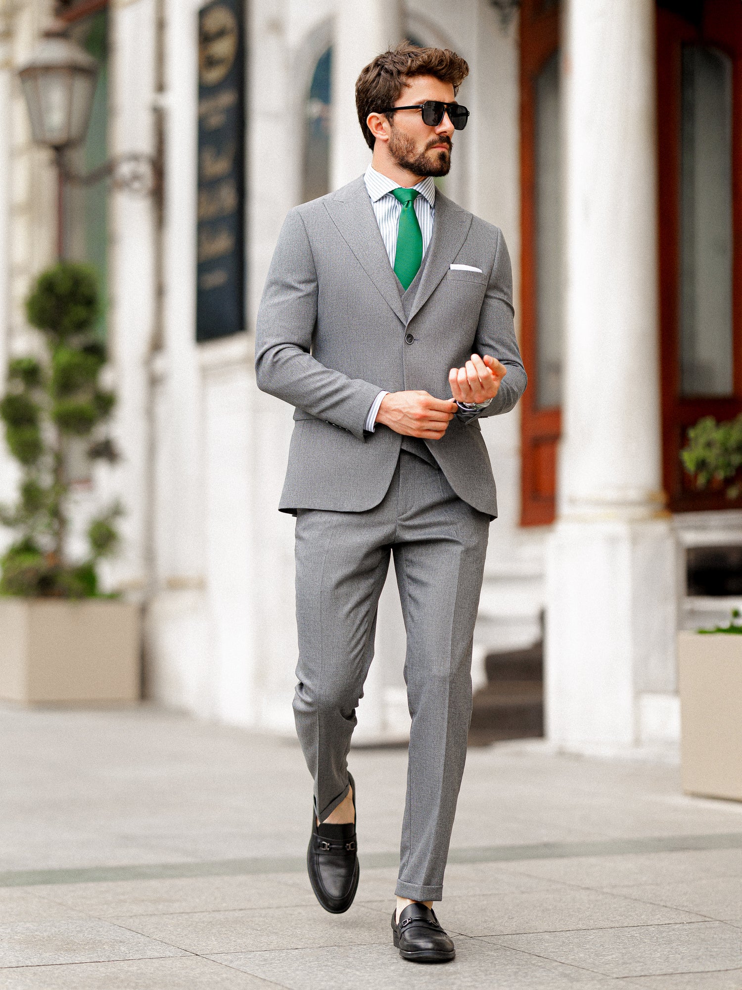 Grey Slim-Fit Suit 3-Piece