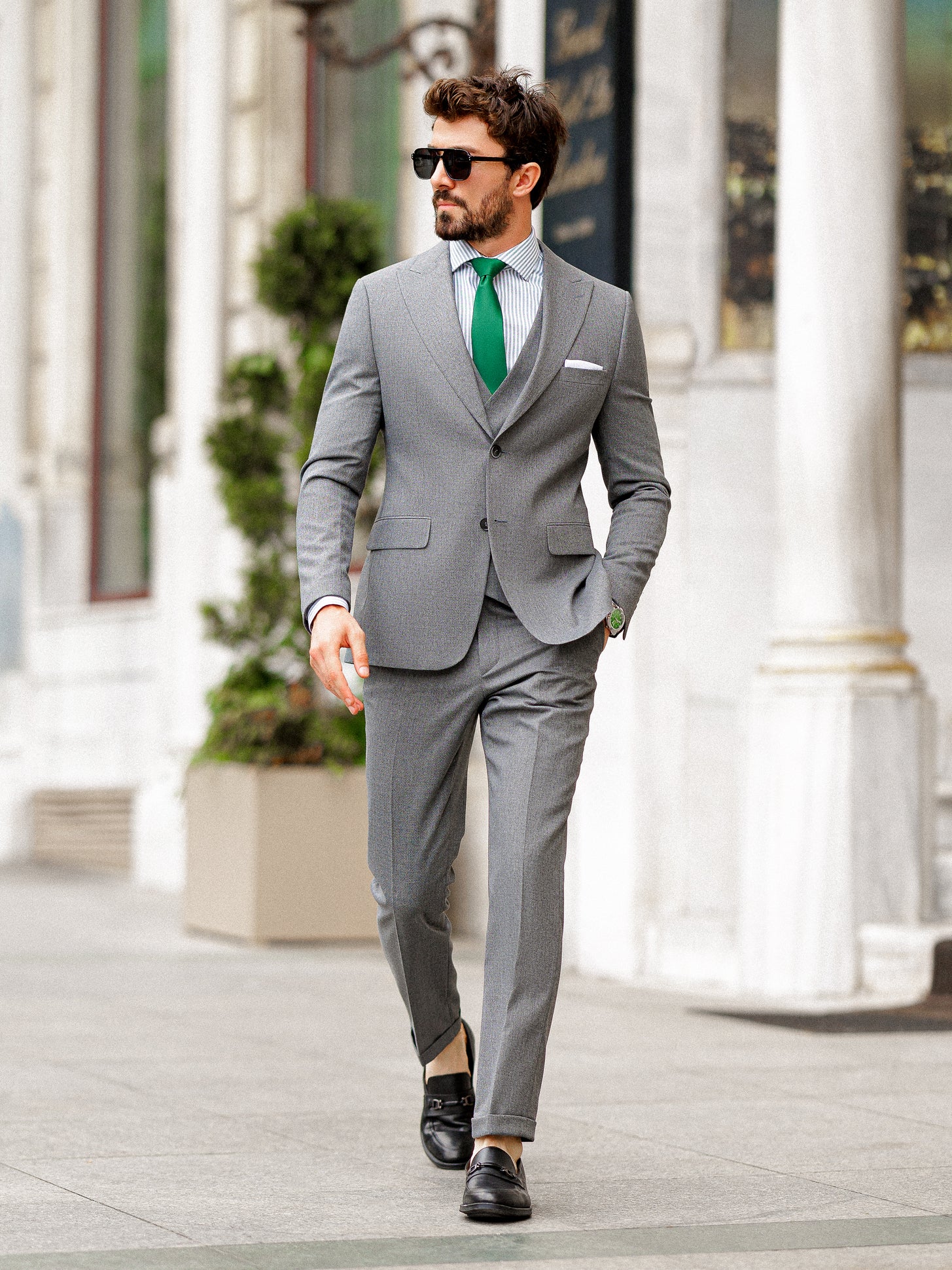 Grey Slim-Fit Suit 3-Piece