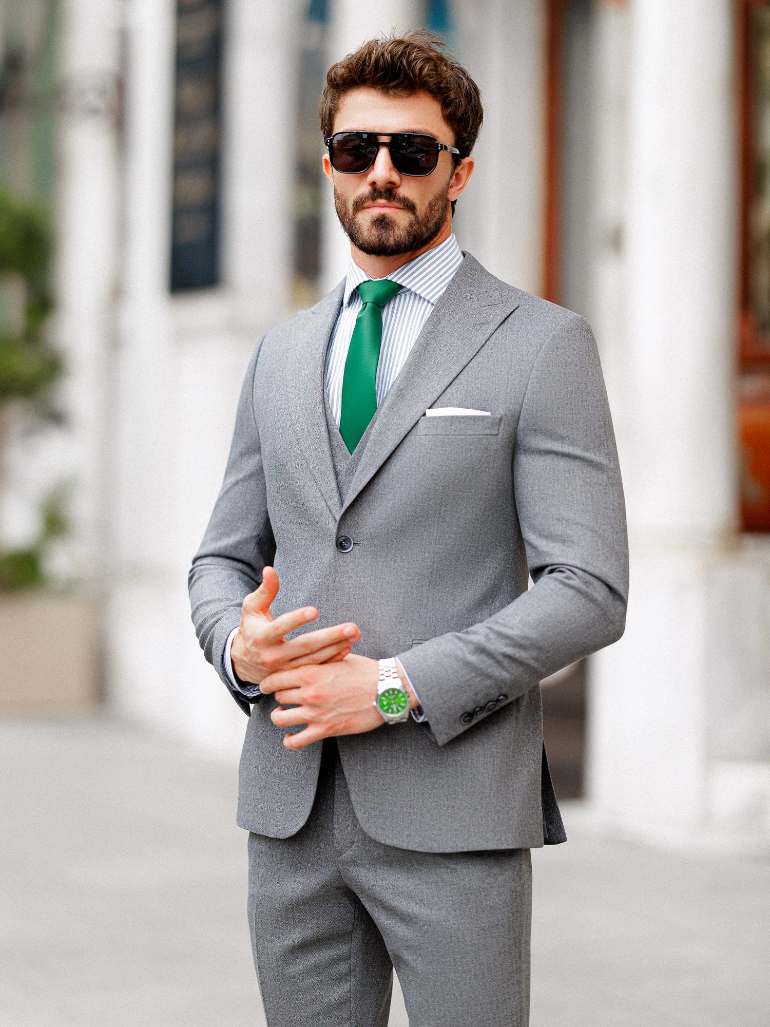 Grey Slim-Fit Suit 3-Piece