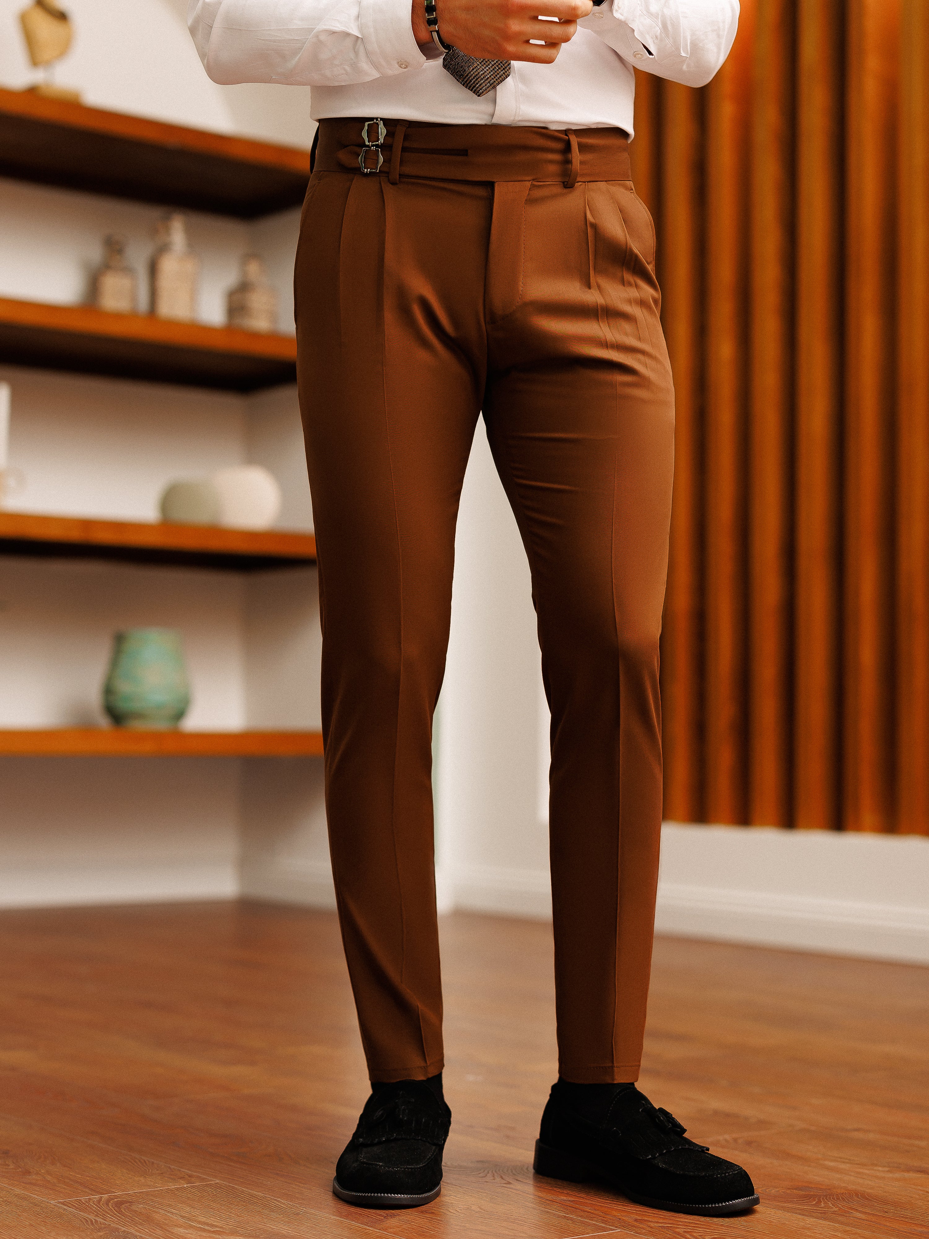 Brown Slim-Fit Pants