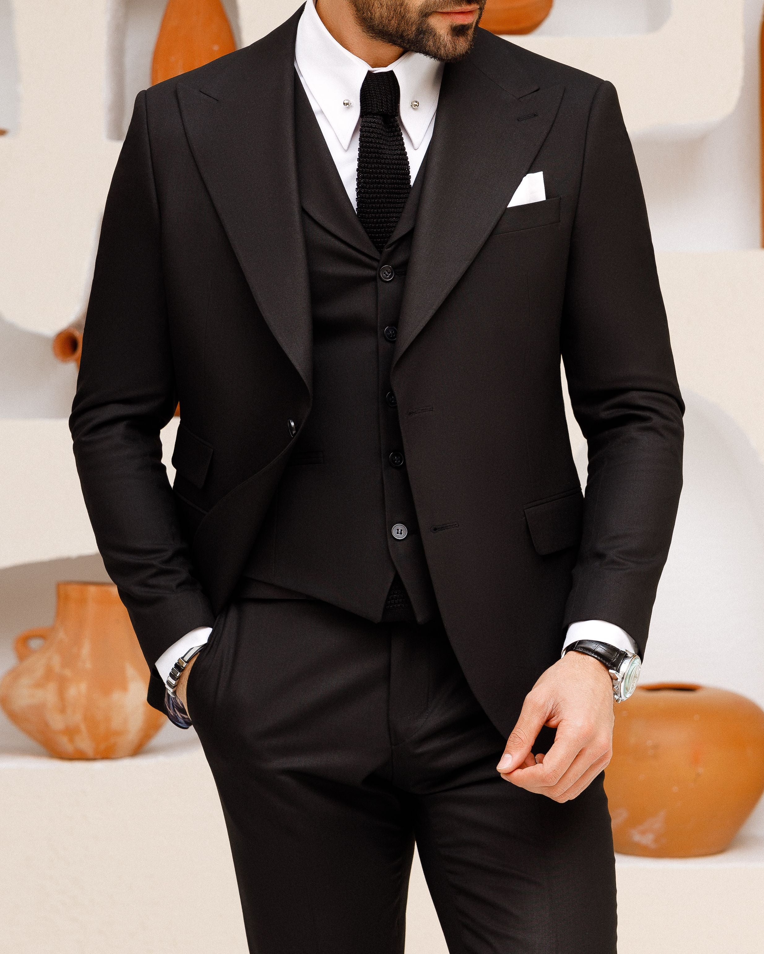 Black Slim-Fit Suit 3-Piece