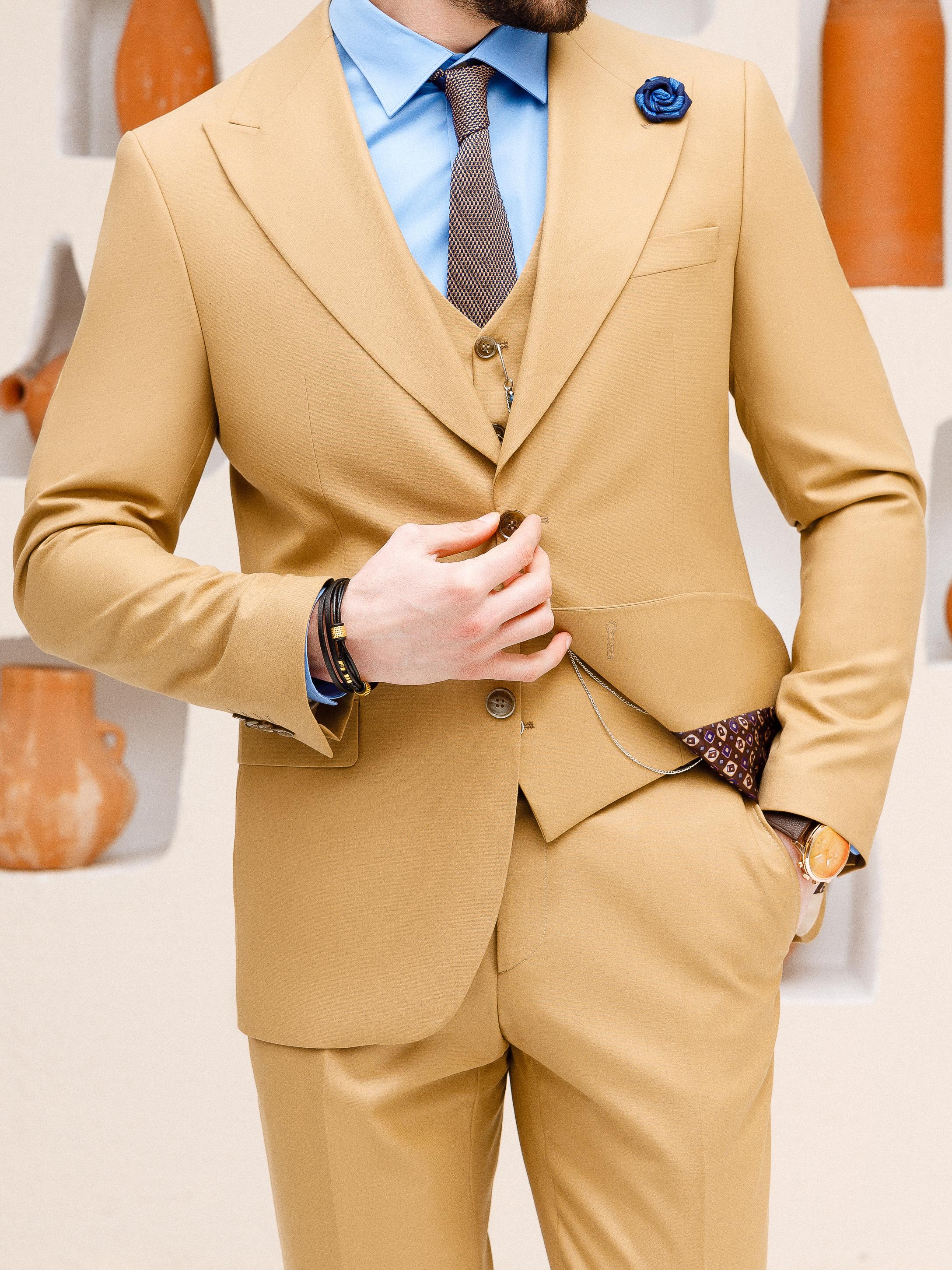 Camel Slim-Fit Suit 3-Piece