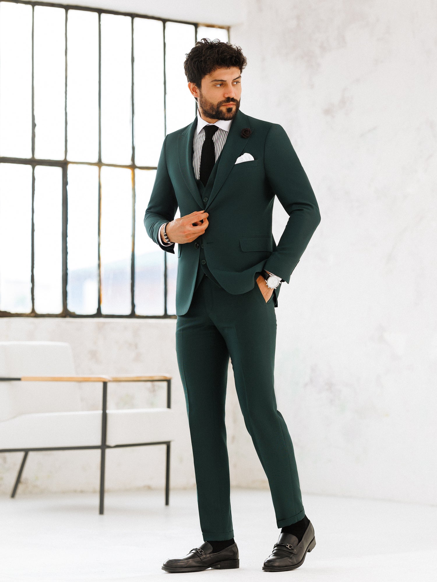 Green Slim-Fit Suit 3-Piece