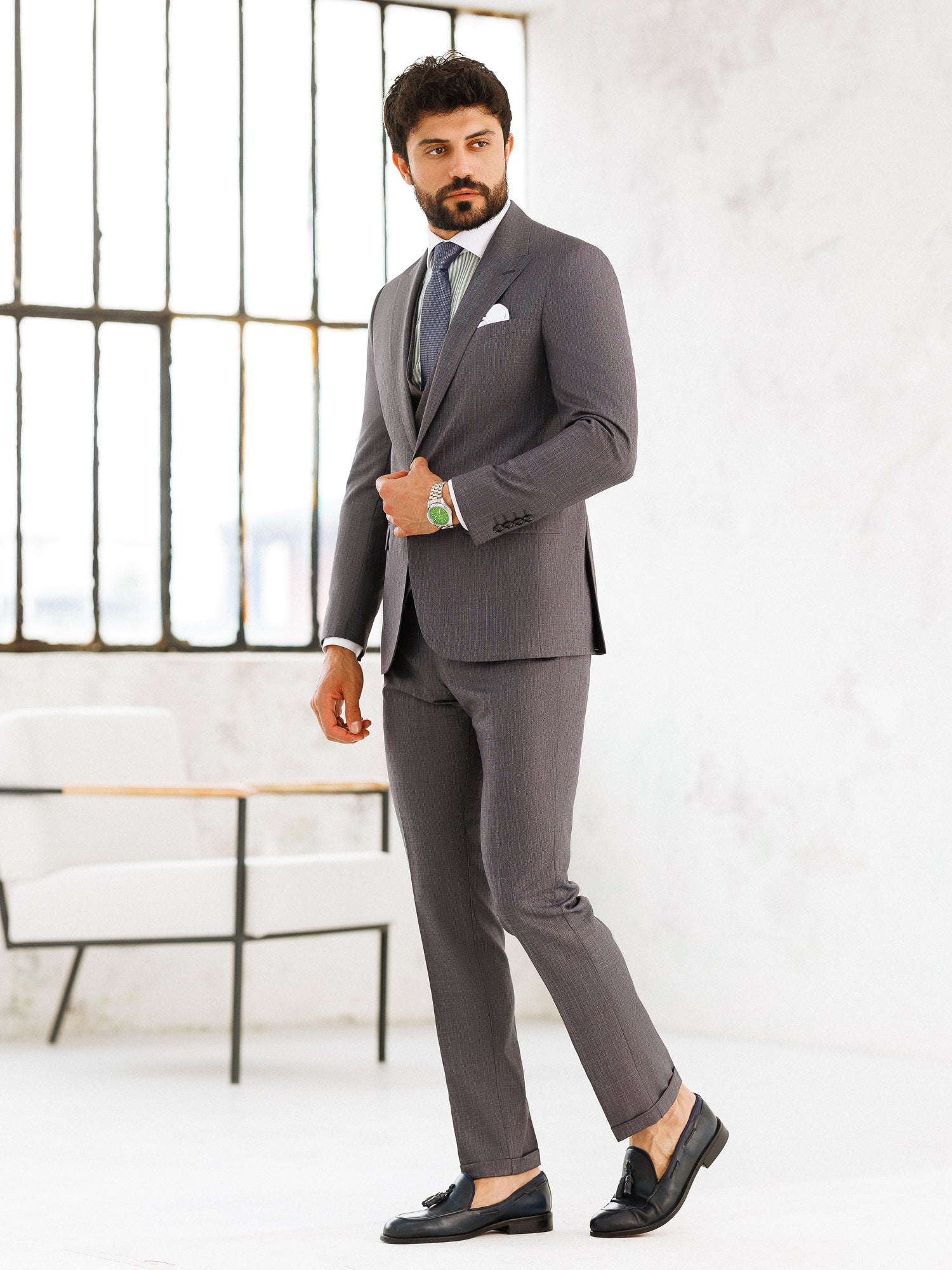 Grey Slim-Fit Suit 3-Piece