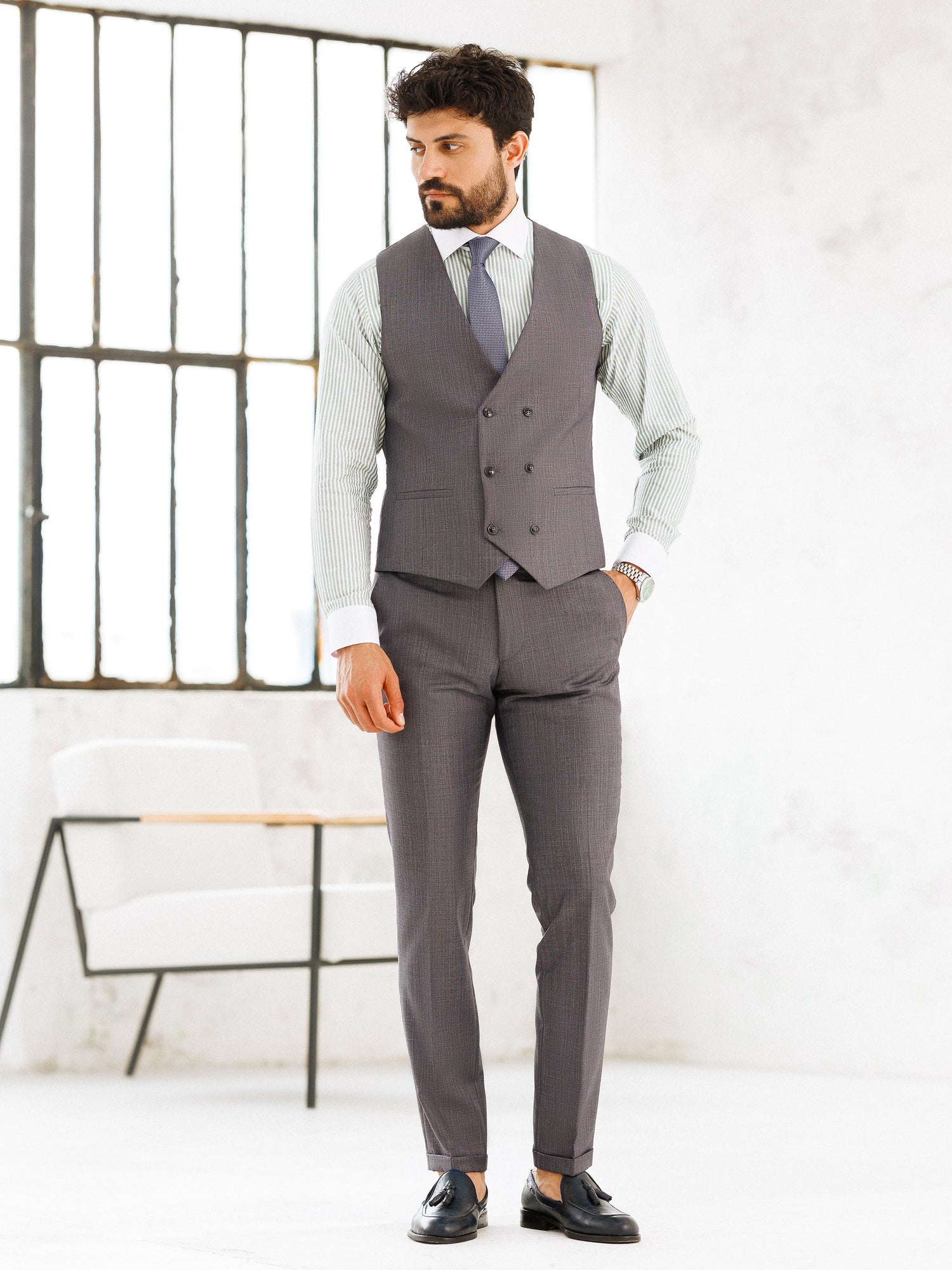 Grey Slim-Fit Suit 3-Piece