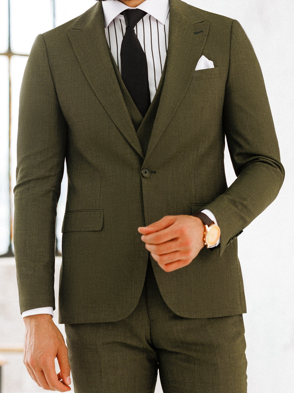 Khaki Slim-Fit Suit 3-Piece