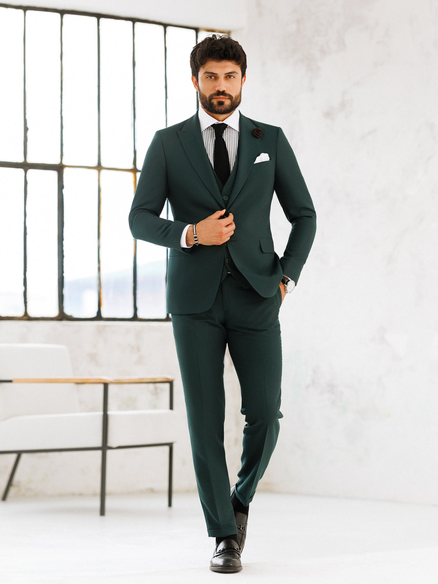 Green Slim-Fit Suit 3-Piece