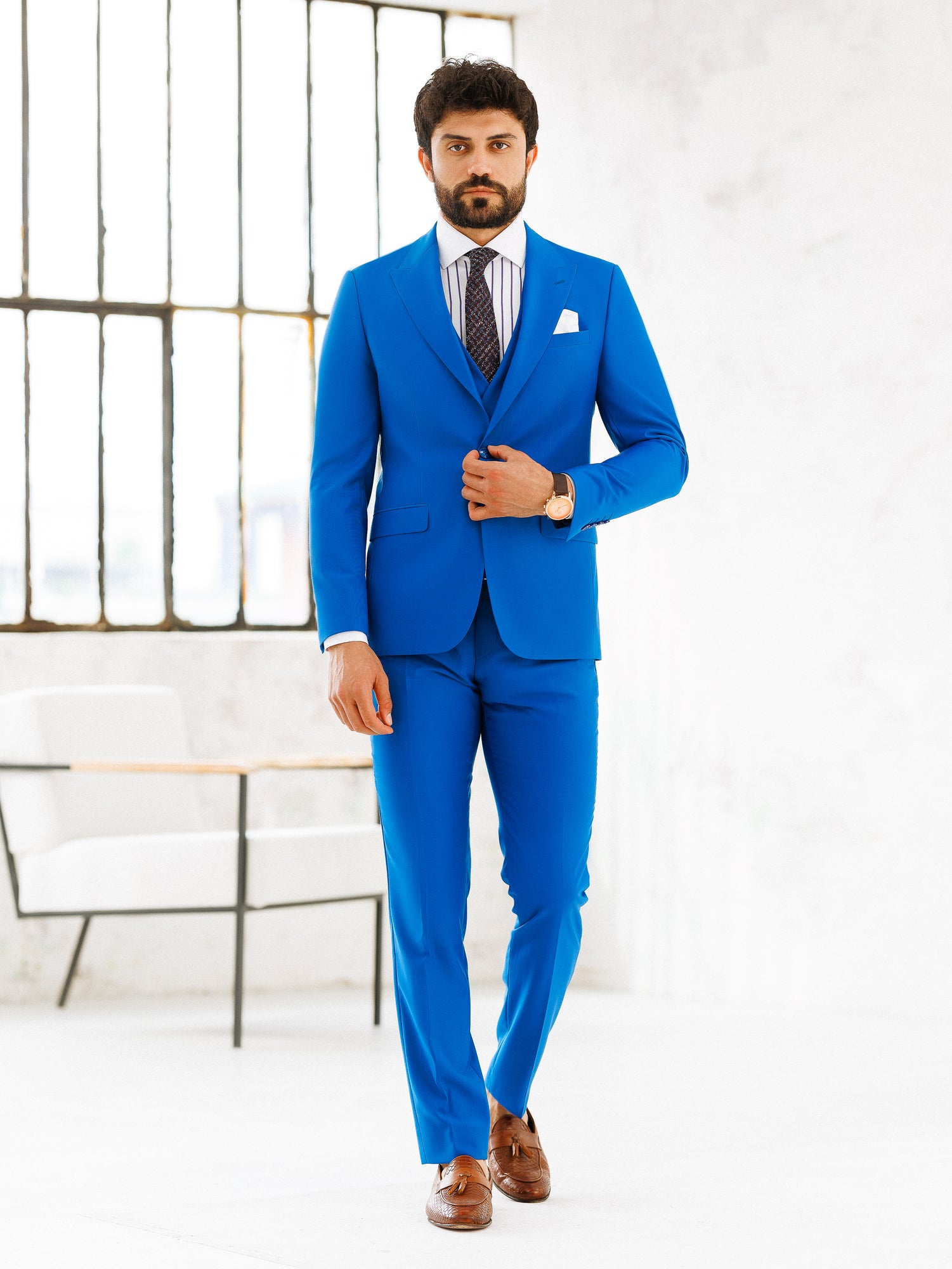 Blue Slim-Fit Suit 3-Piece