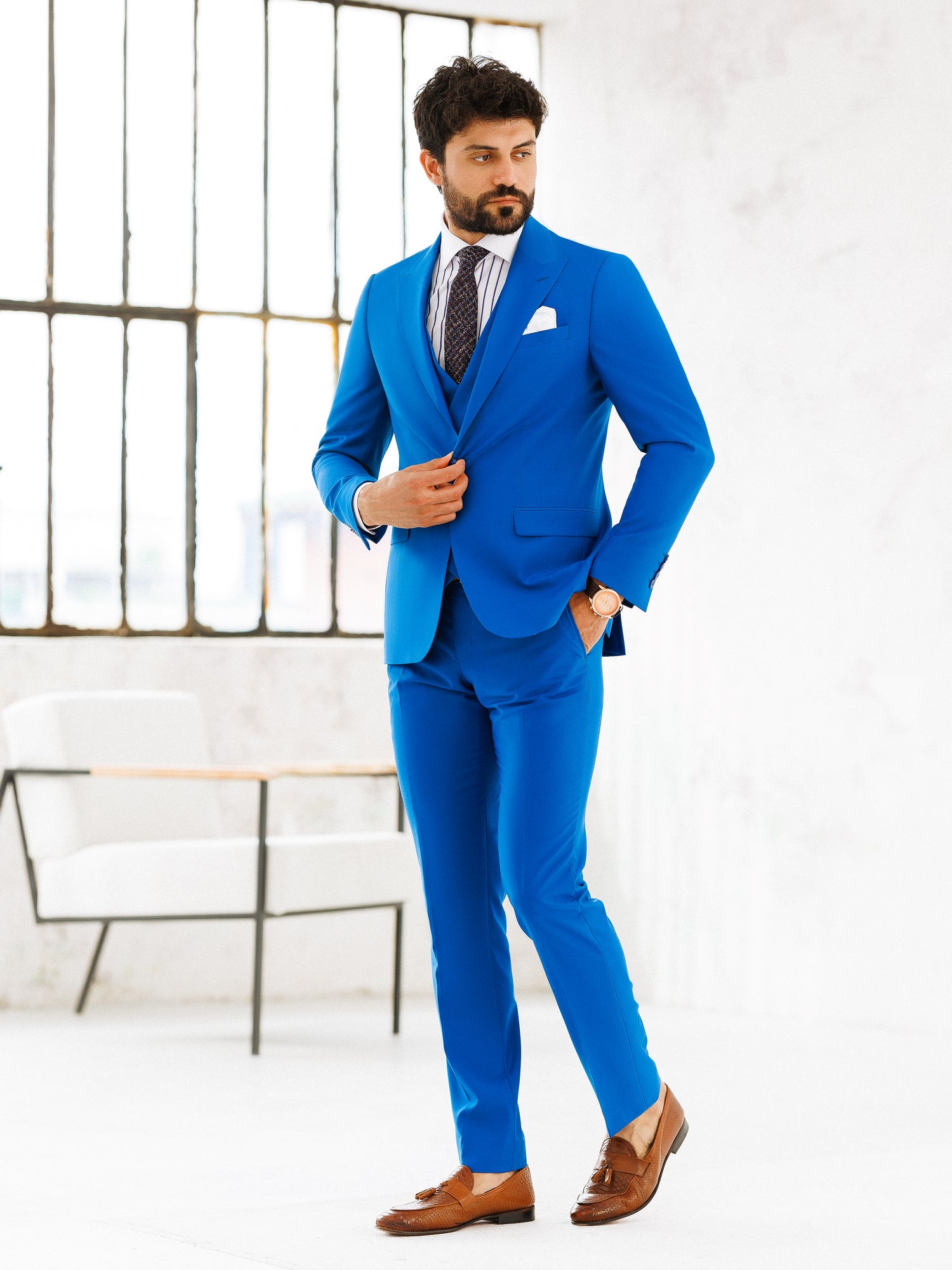 Blue Slim-Fit Suit 3-Piece