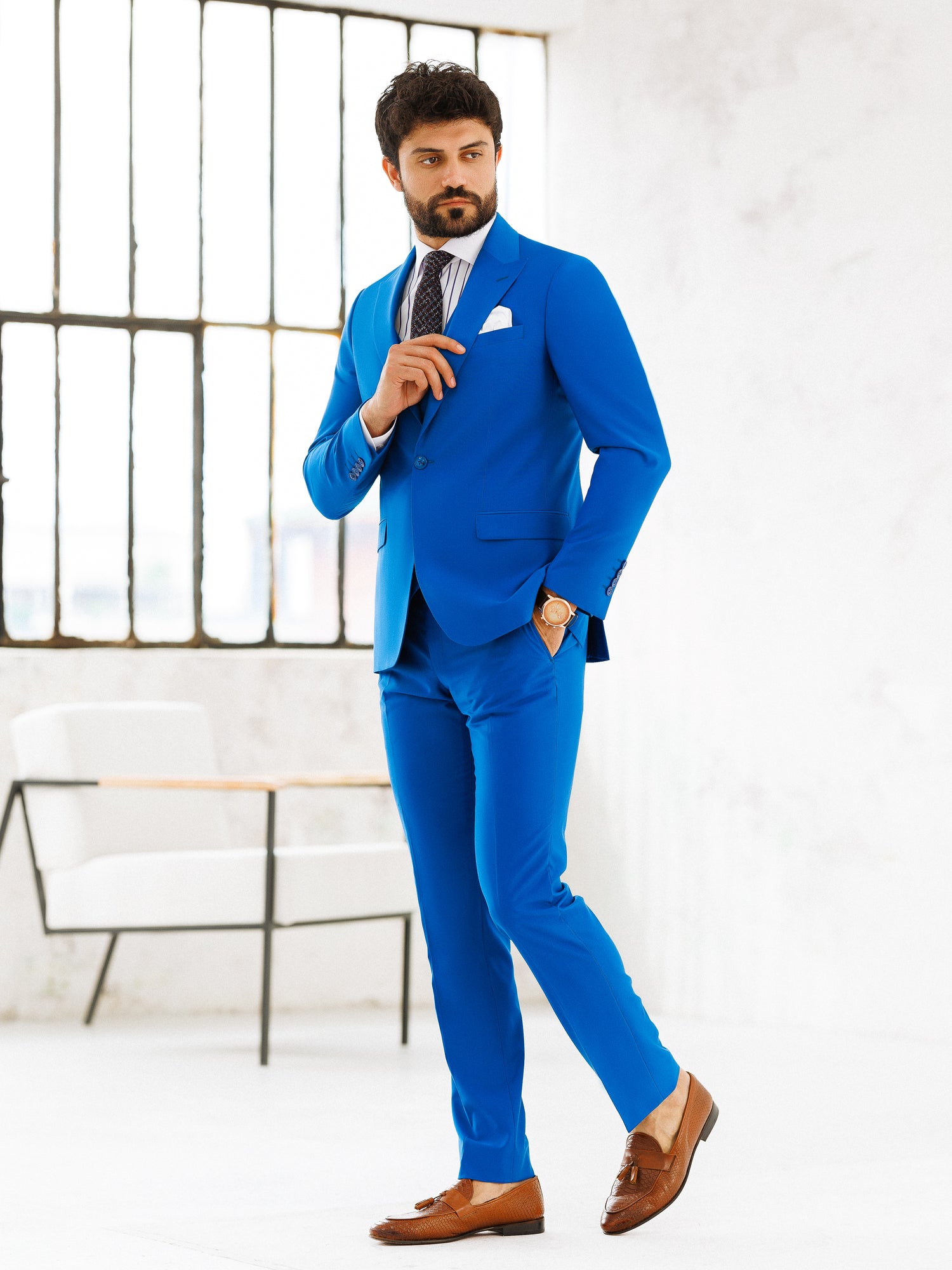 Blue Slim-Fit Suit 3-Piece