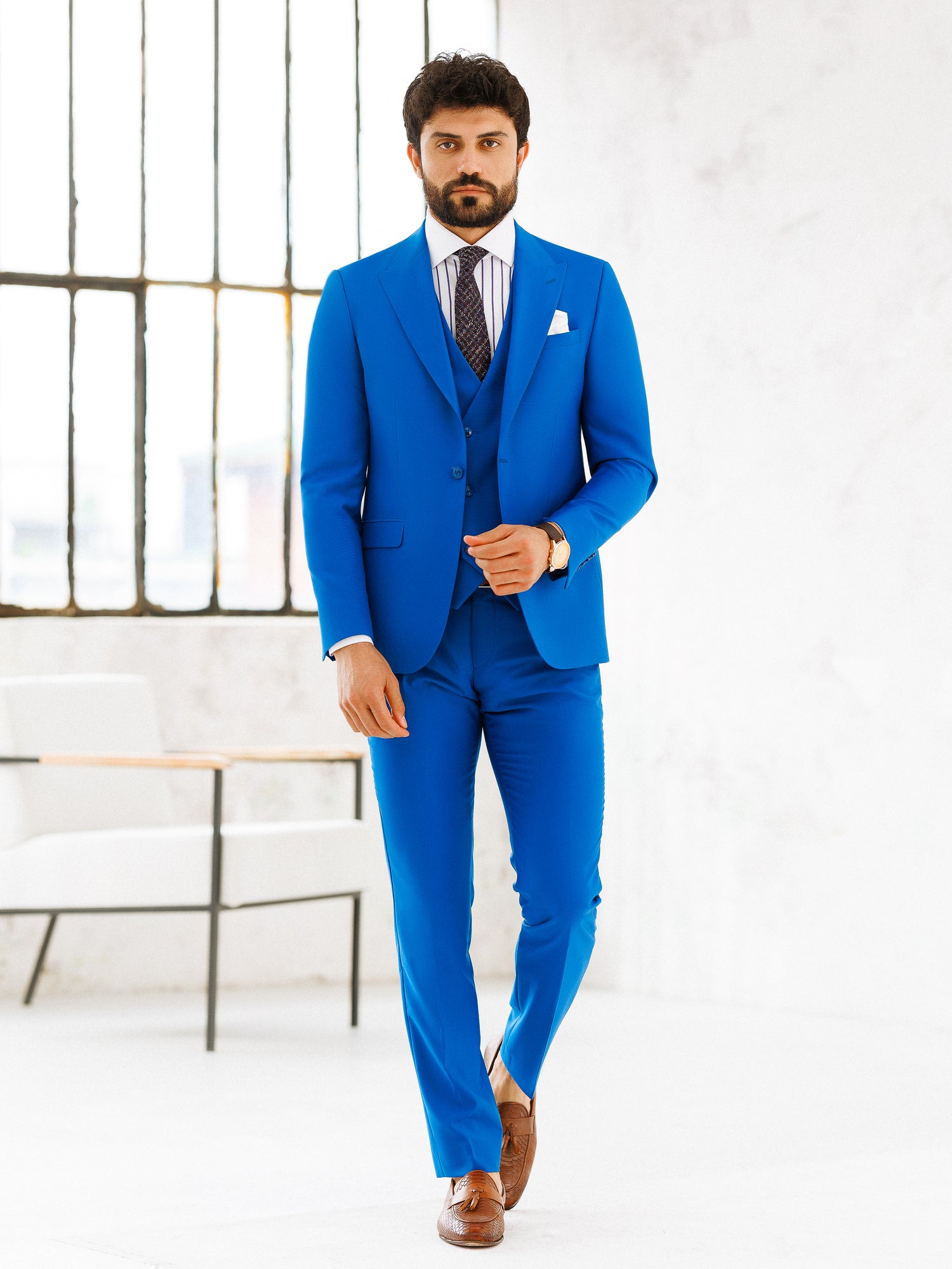 Blue Slim-Fit Suit 3-Piece