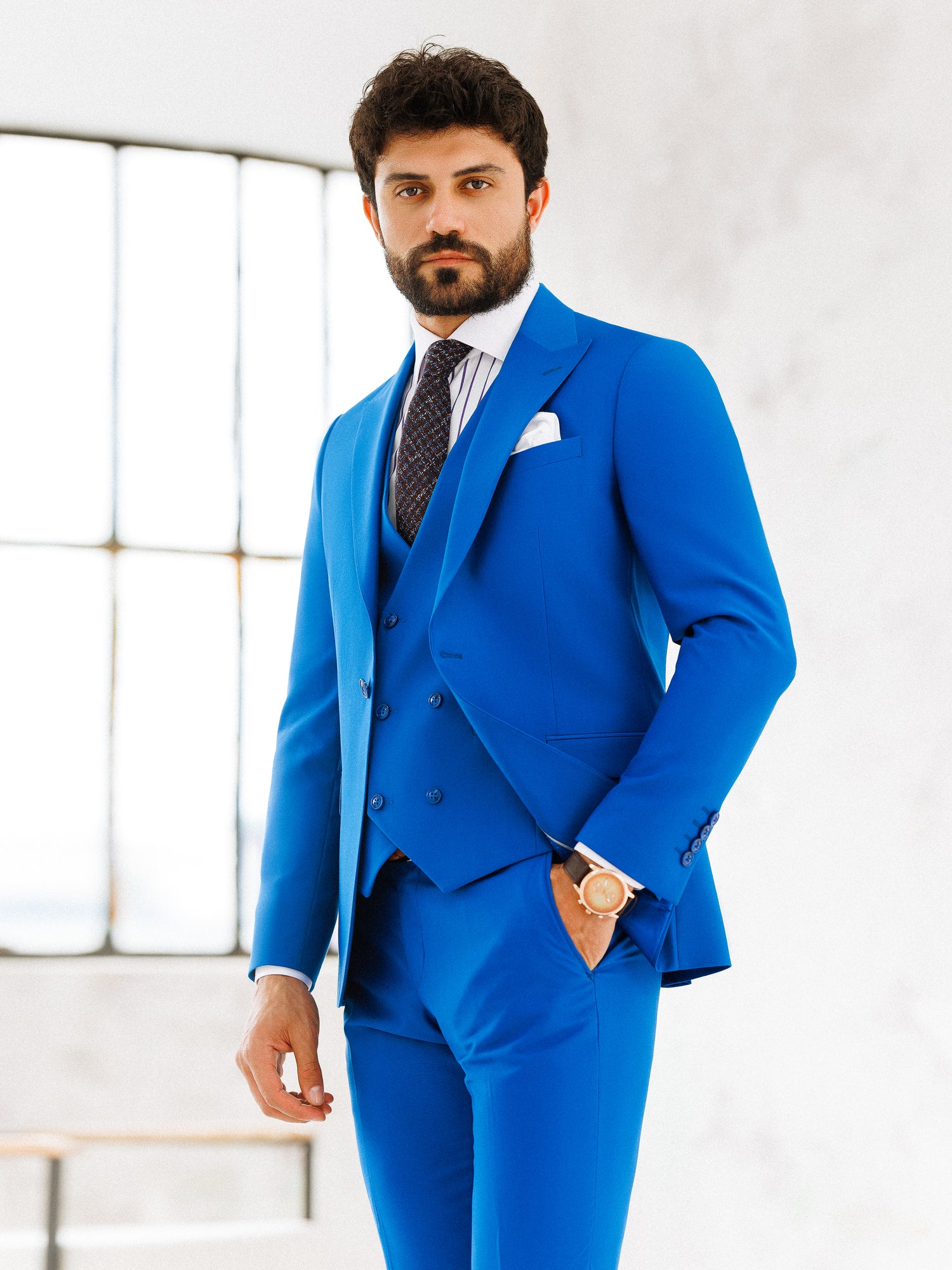 Blue Slim-Fit Suit 3-Piece