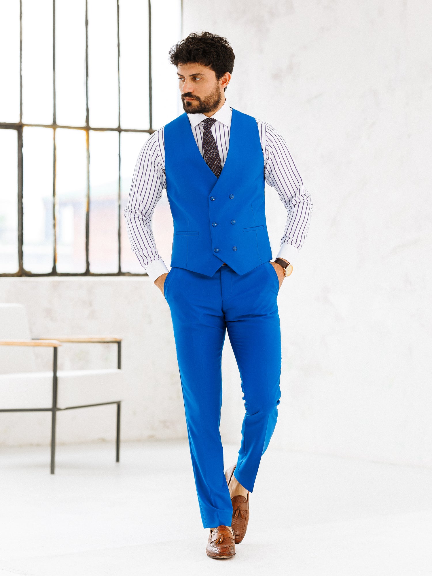Blue Slim-Fit Suit 3-Piece