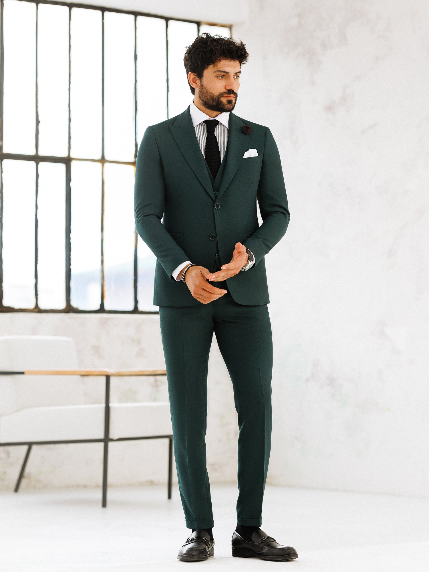 Green Slim-Fit Suit 3-Piece