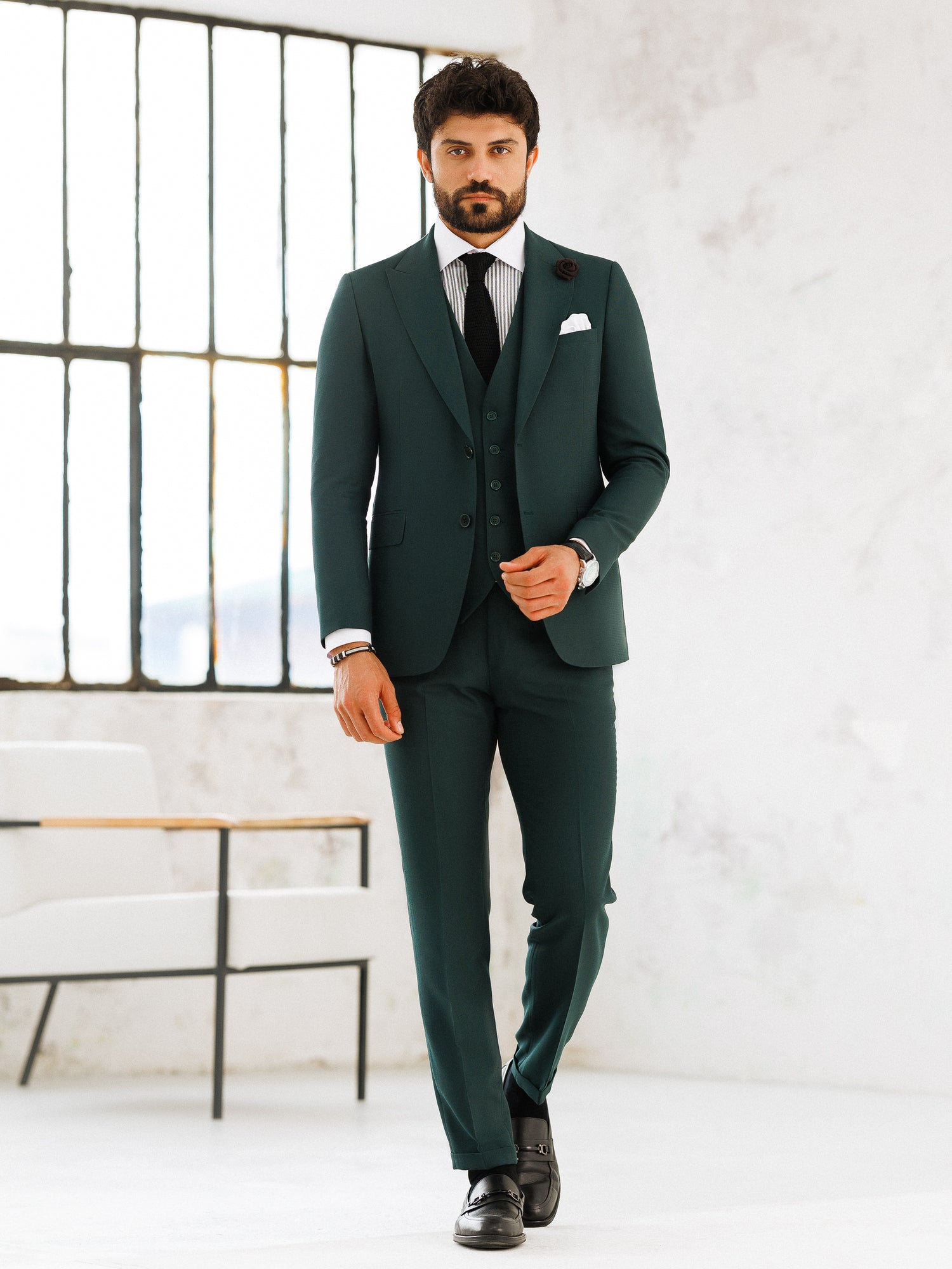 Green Slim-Fit Suit 3-Piece