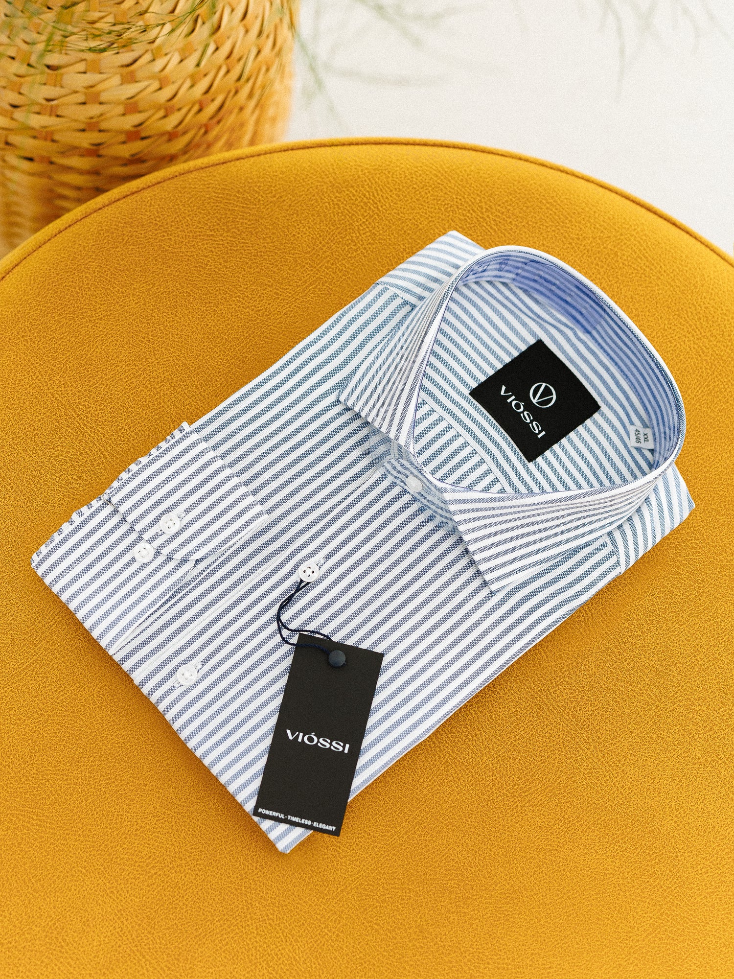 Blue Striped Spread Collar Shirt