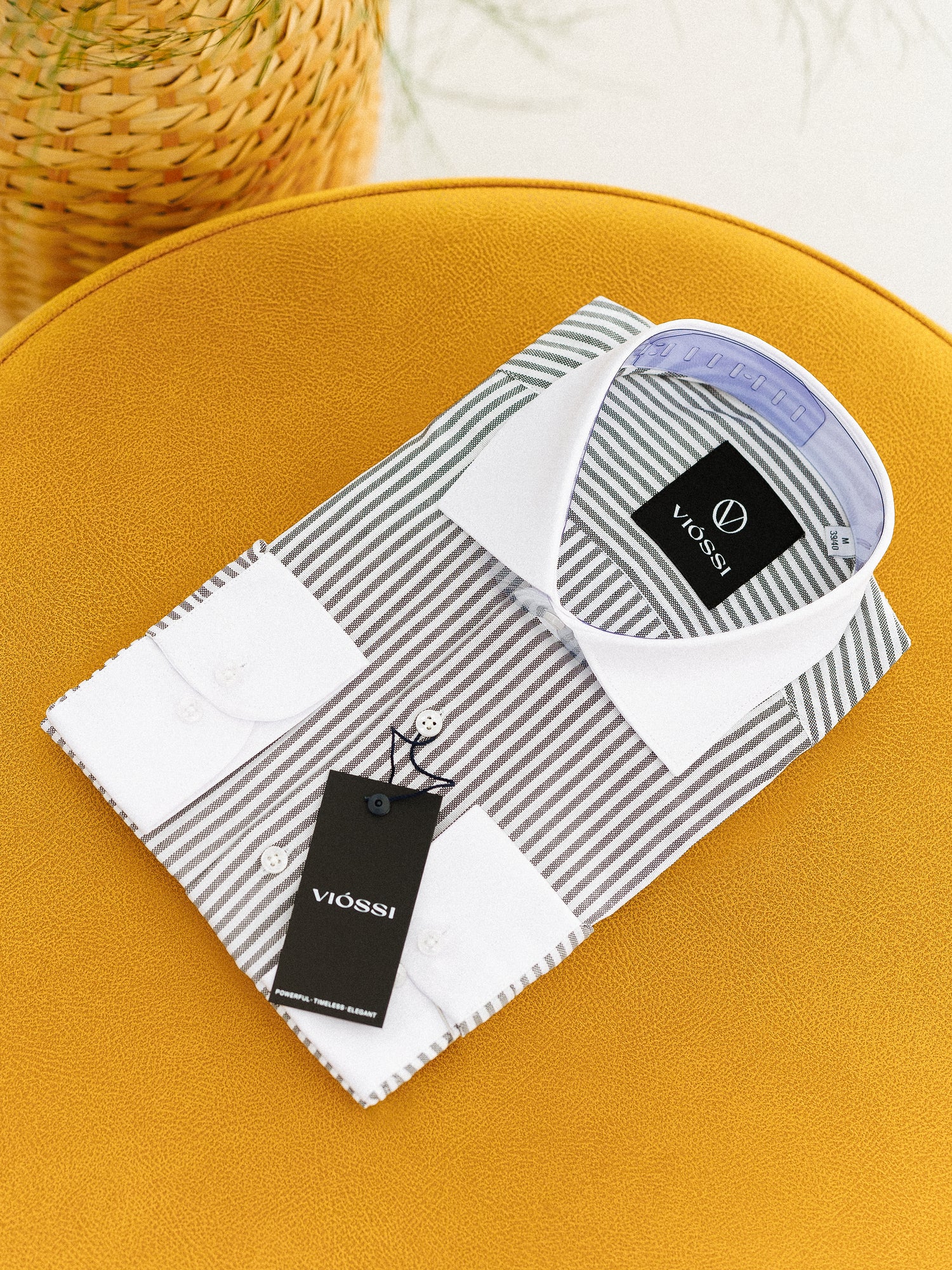 Black Striped White Collar Shirt