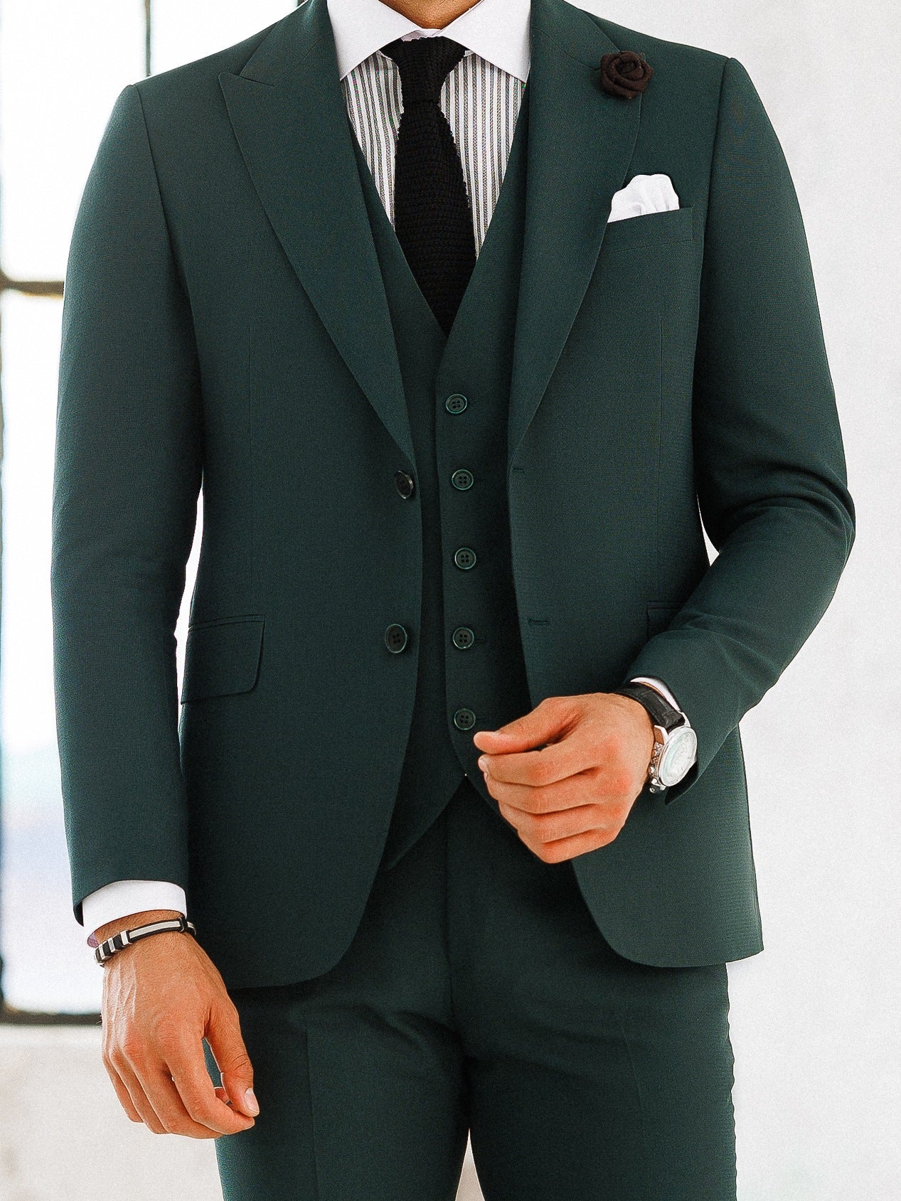 Green Slim-Fit Suit 3-Piece