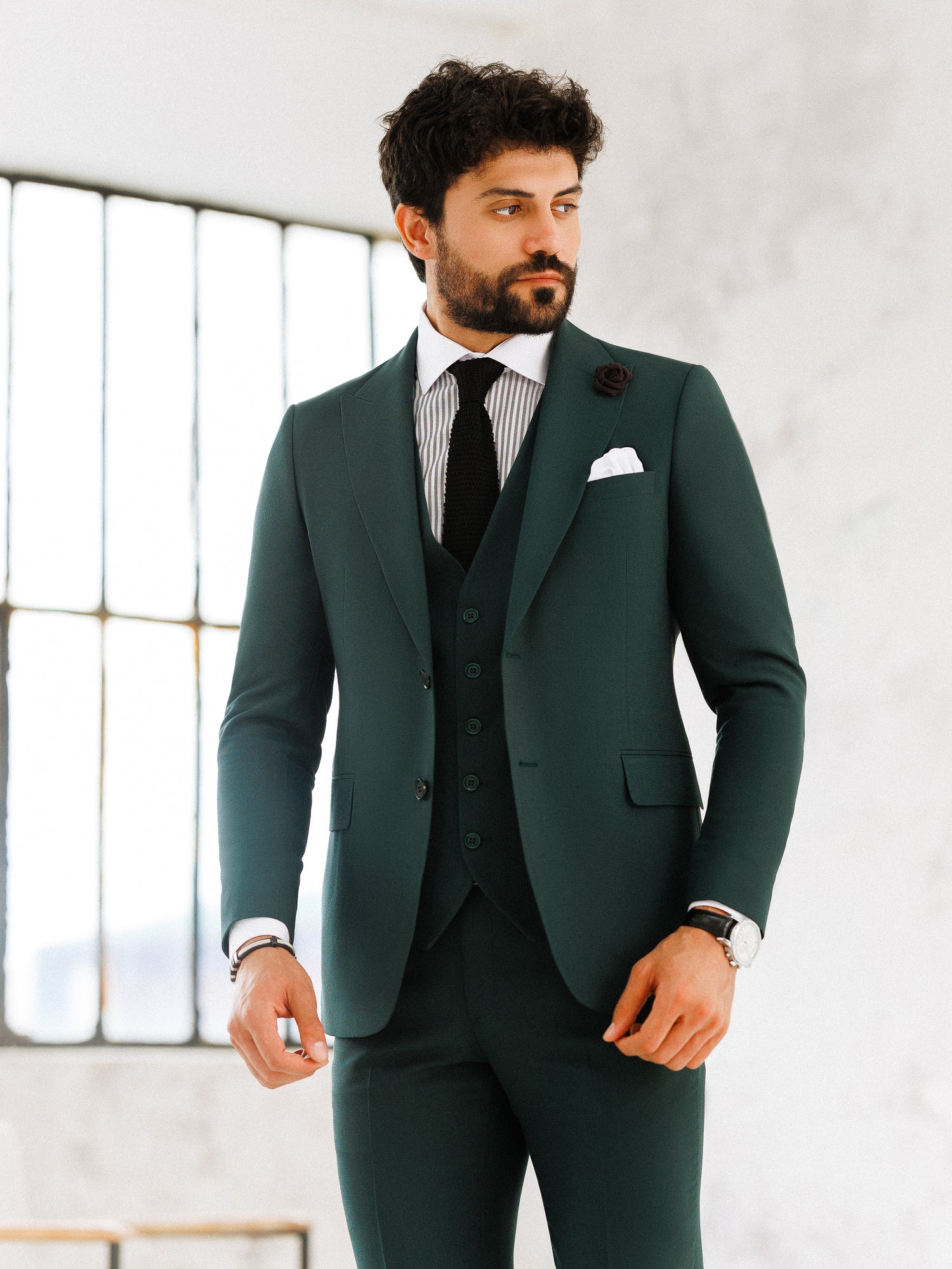 Green Slim-Fit Suit 3-Piece