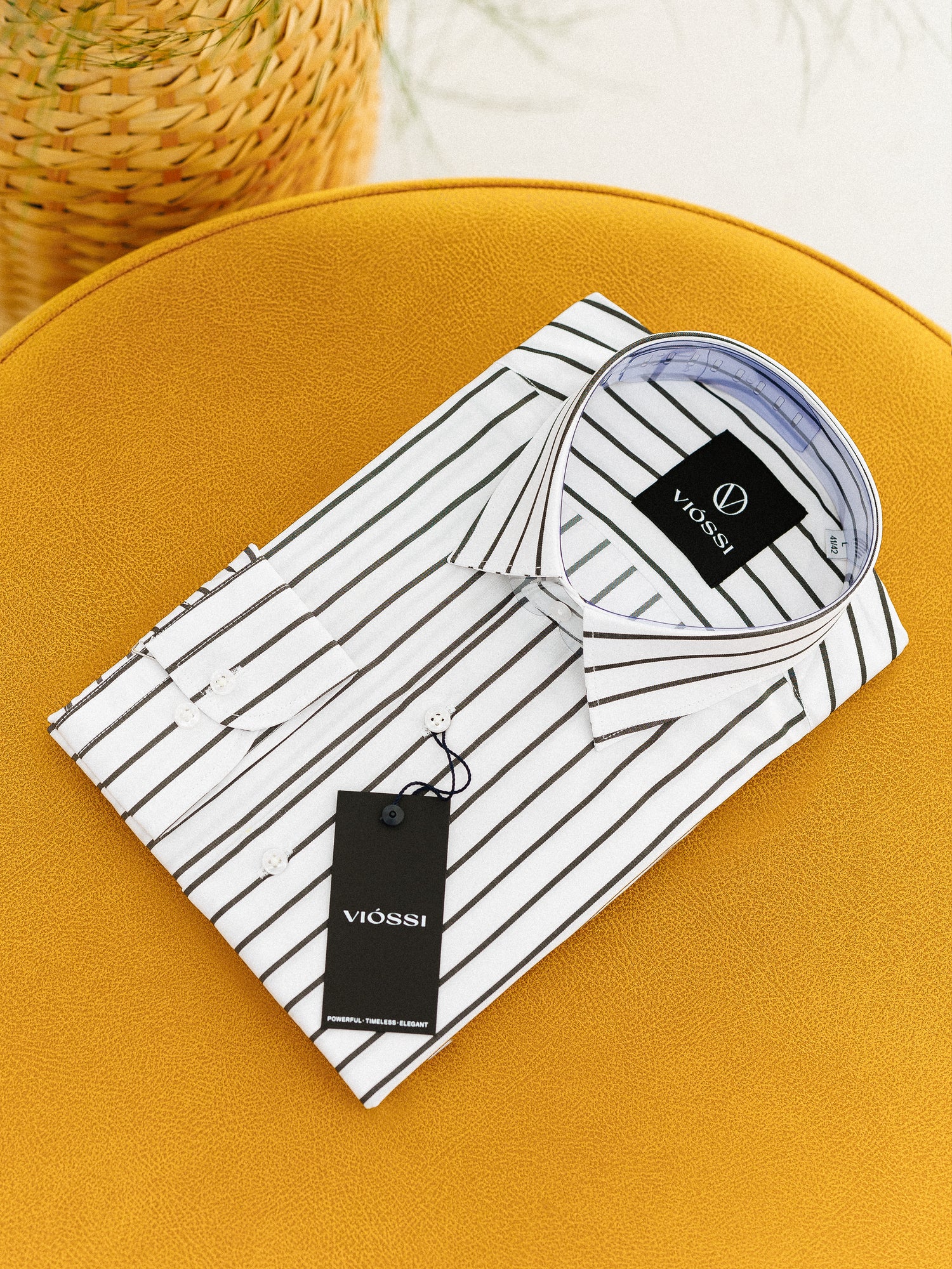 White-Black Striped Slim-Fit Shirt