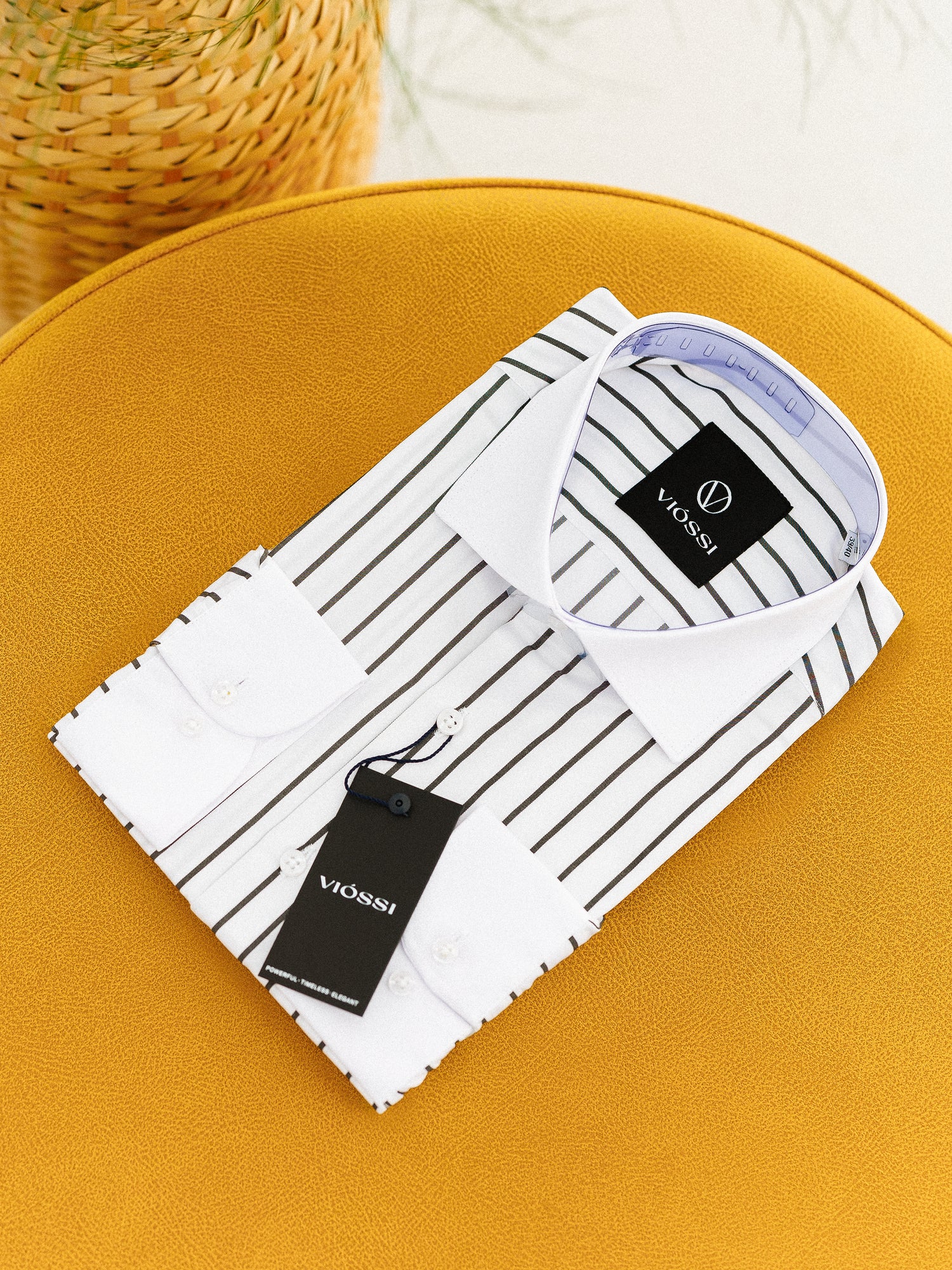 White-Black Striped White Collar Shirt