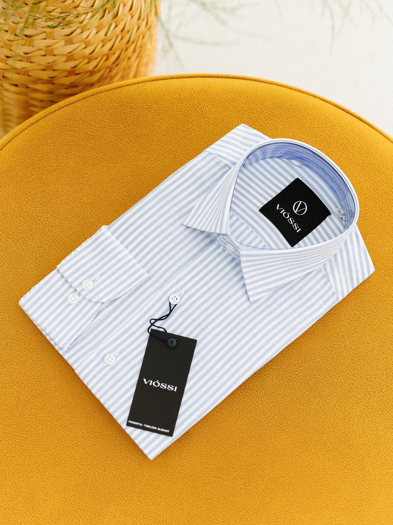 Sky-Blue Striped Slim-Fit Shirt