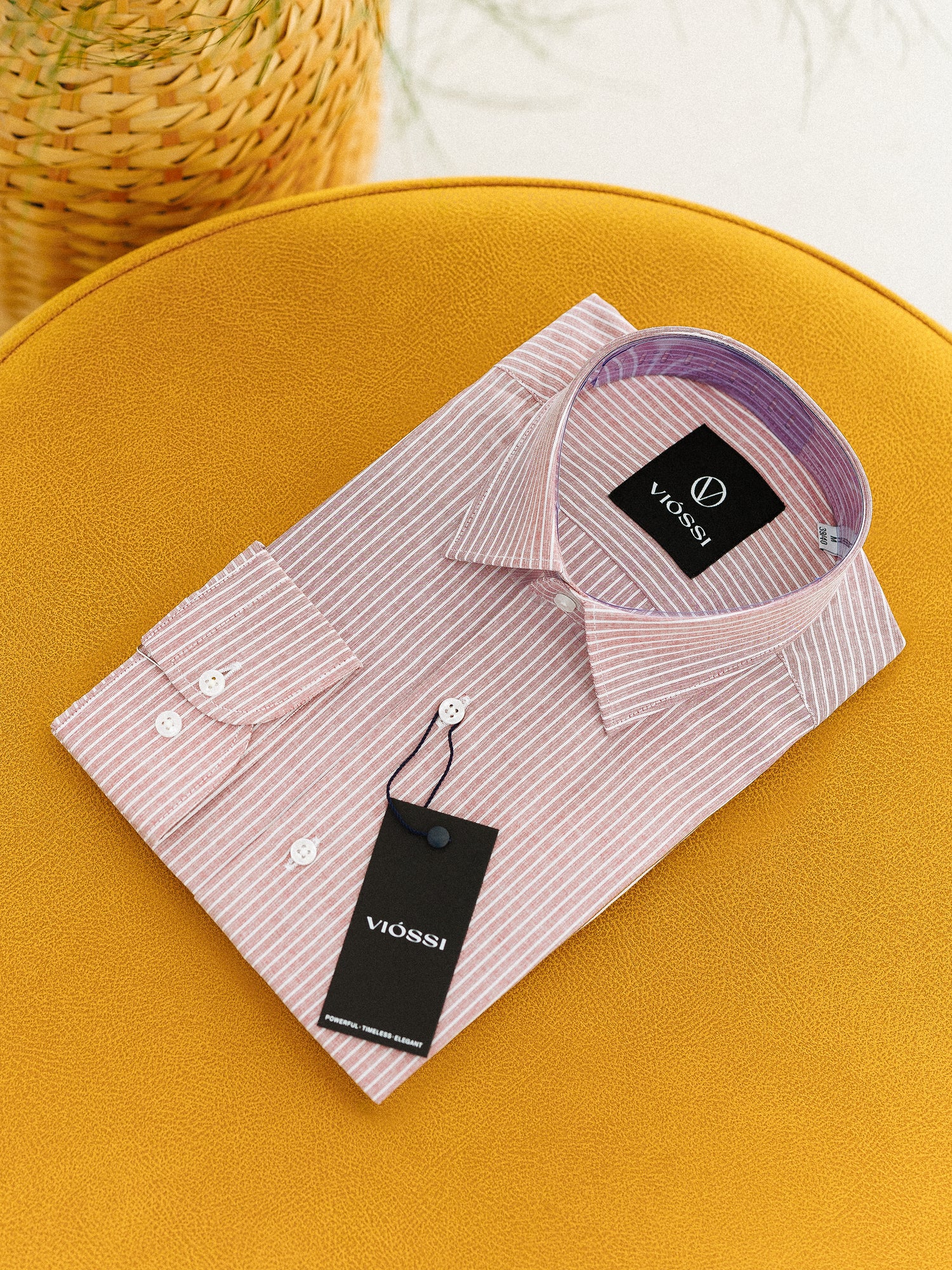 Dusty-Pink Striped Slim-Fit Shirt