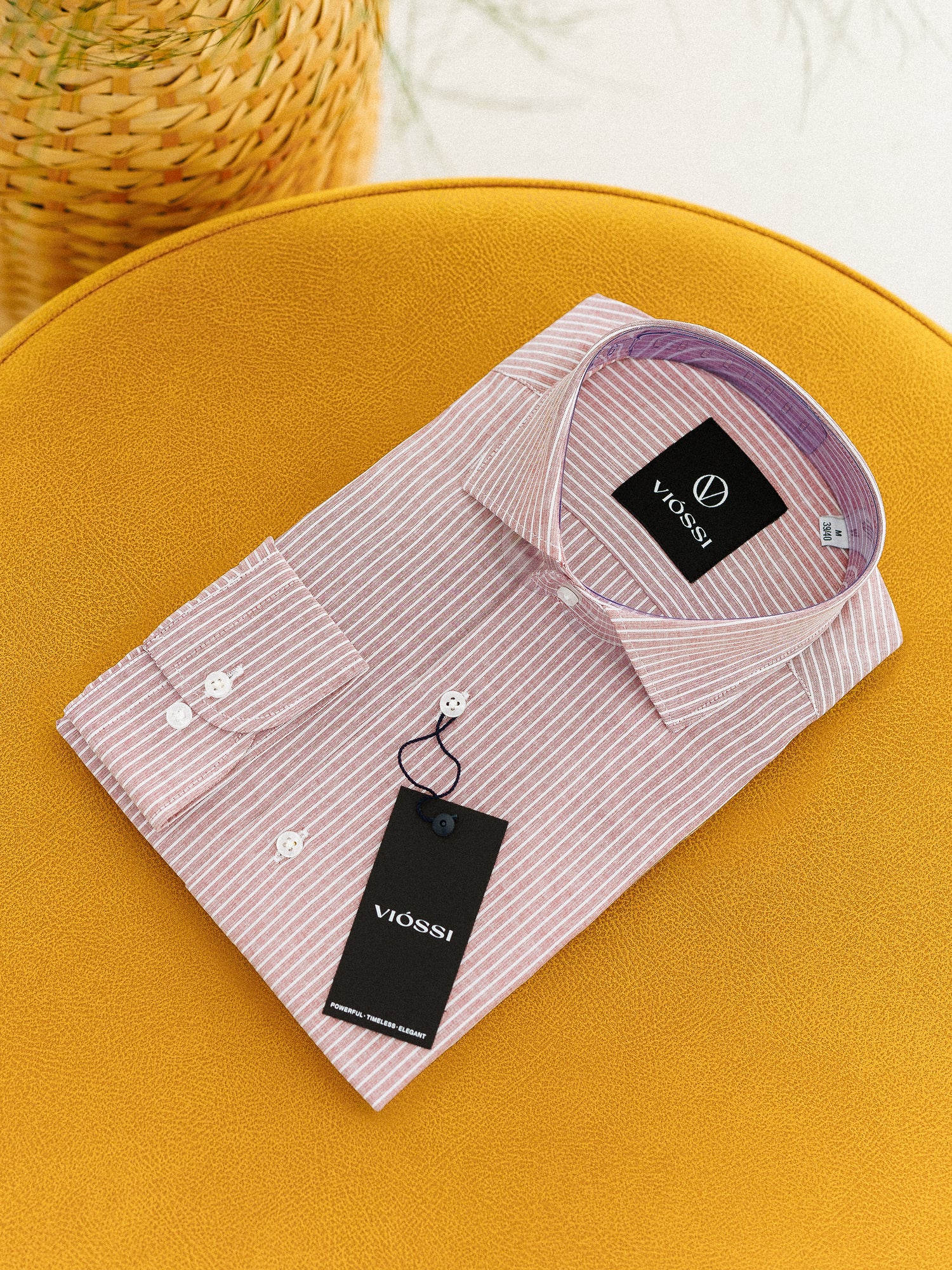 Dusty Pink Striped Spread Collar Shirt