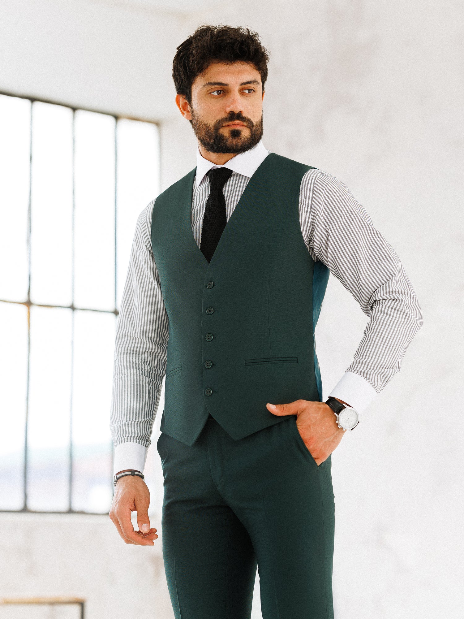 Green Slim-Fit Suit 3-Piece