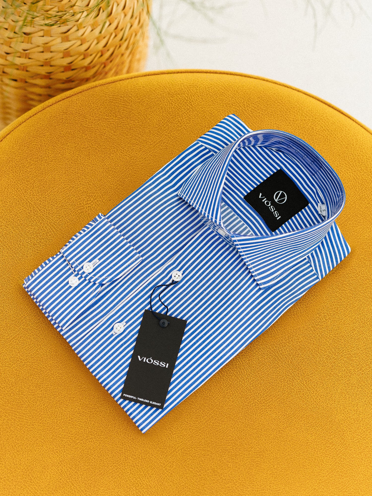 Blue Striped Spread Collar Shirt