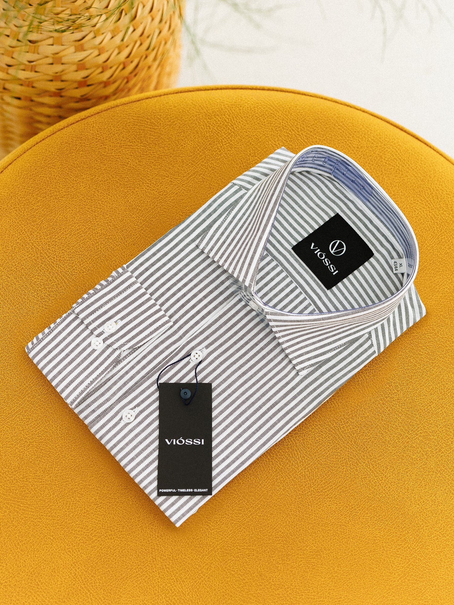 Black Striped Italian Spread Collar Shirt