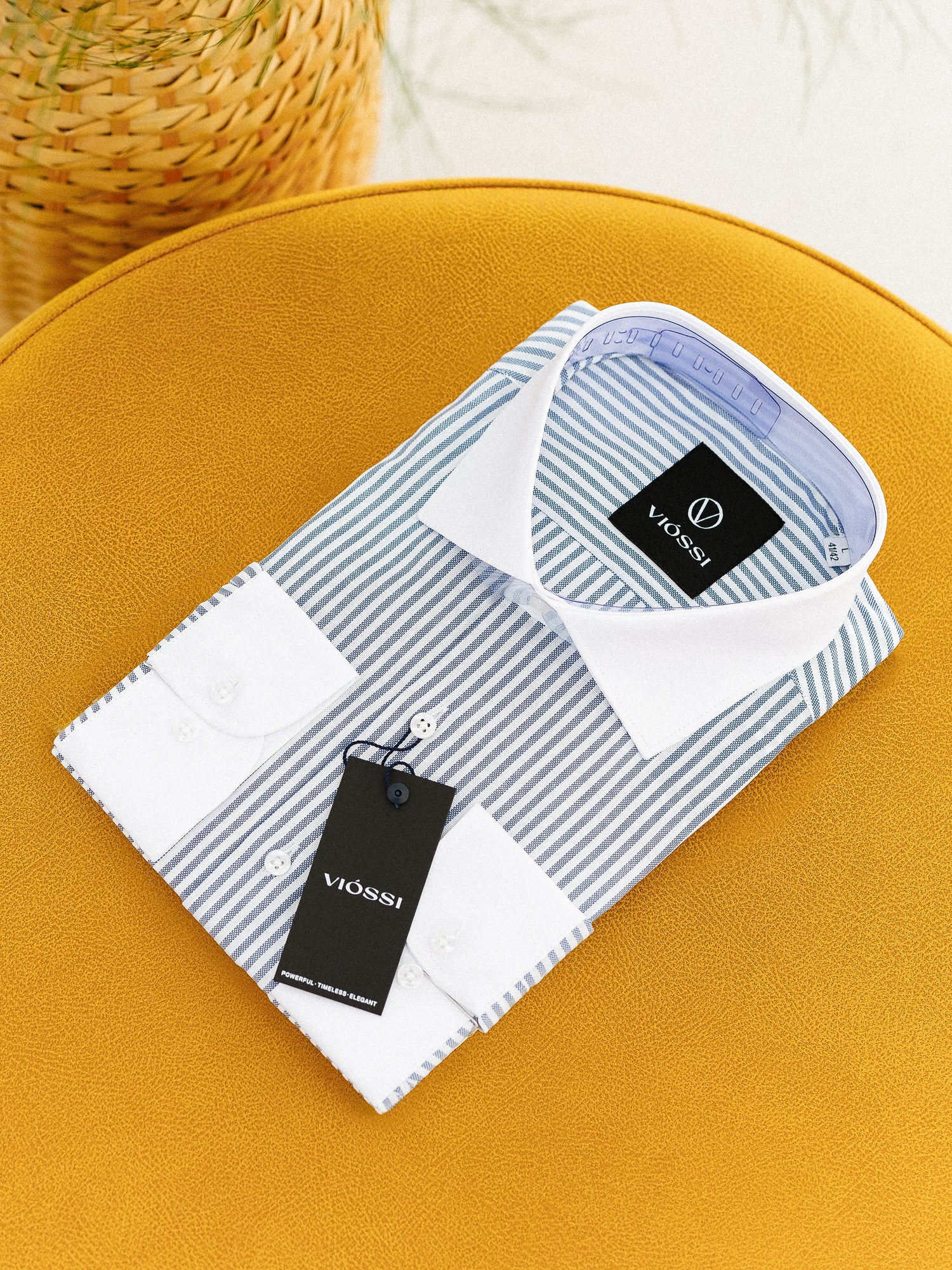 Blue Striped White Collar Shirt