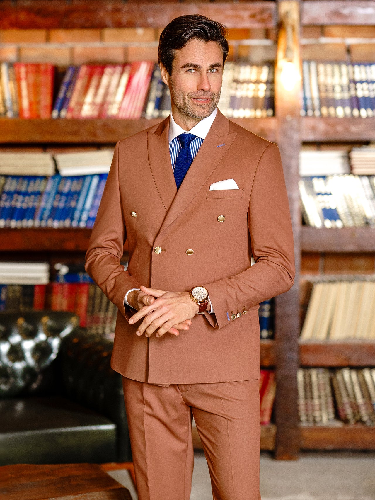 Brown Double Breasted Suit 2-Piece