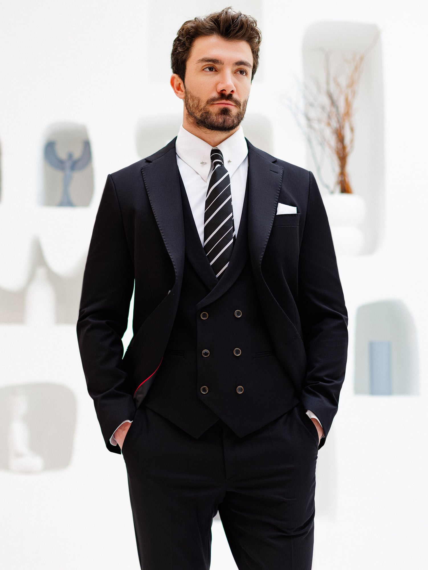 Black Slim-Fit Suit 3-Piece