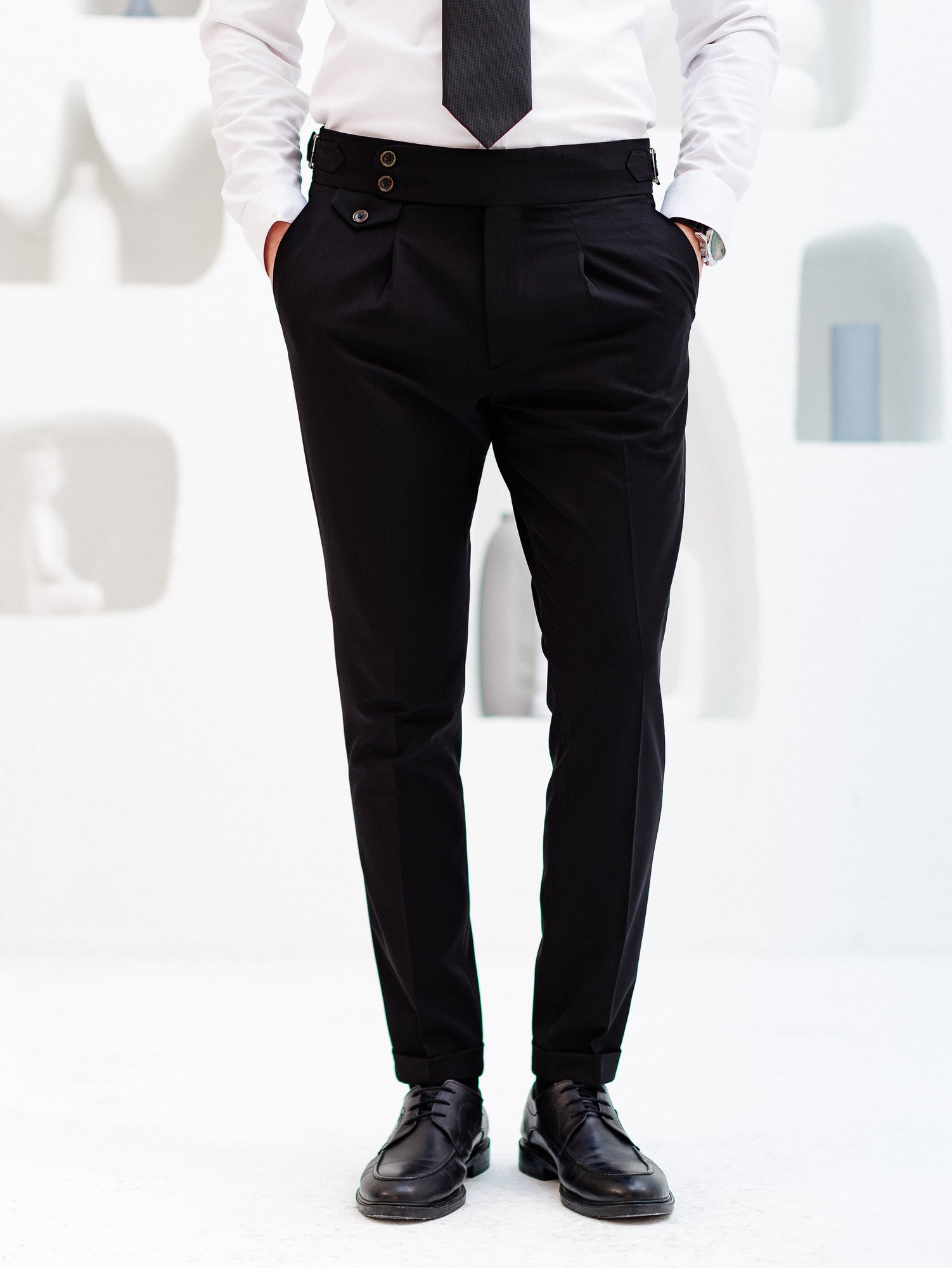 Black High Waist Slim-Fit Pants