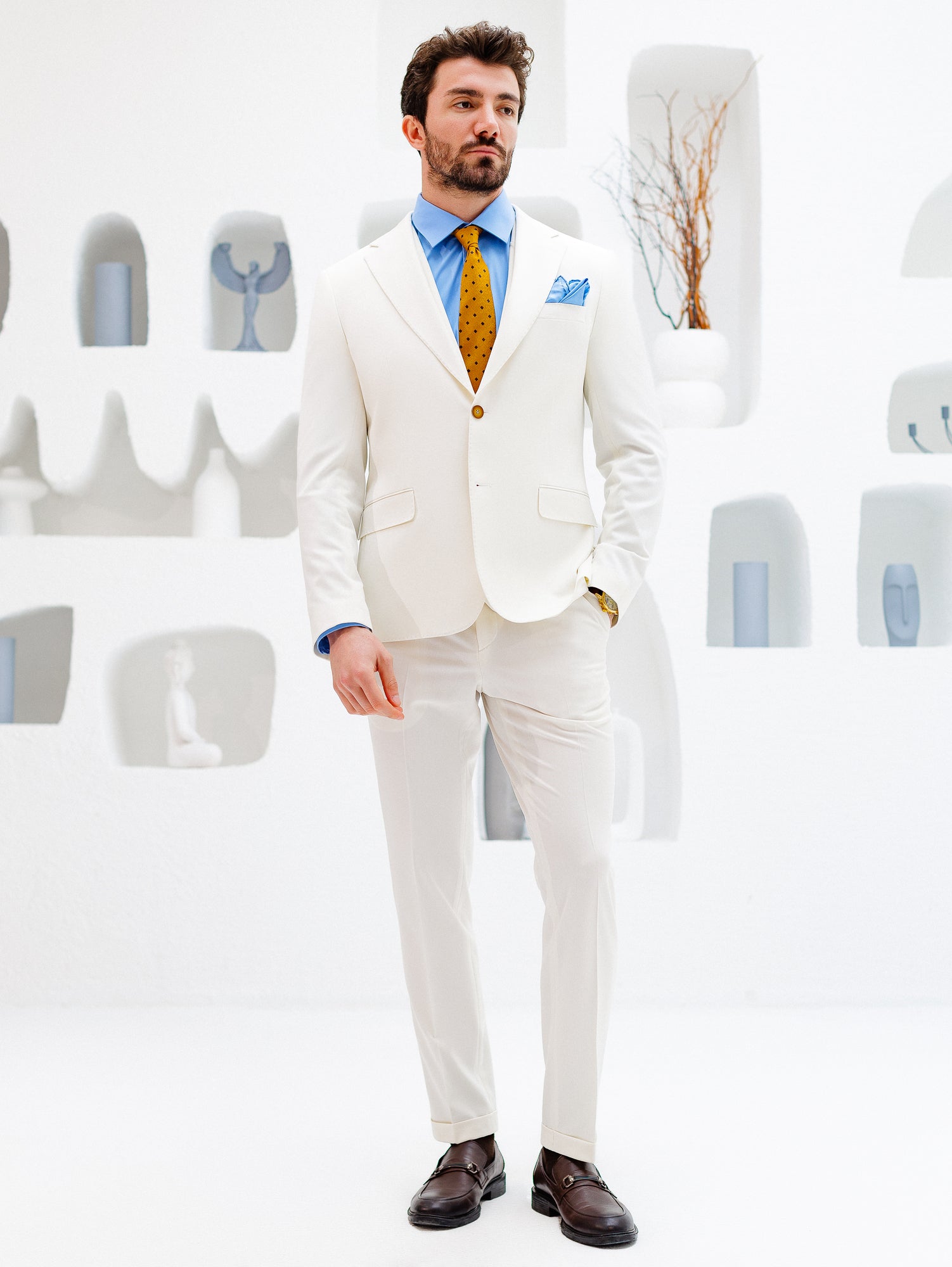 White Slim-Fit Suit 3-Piece