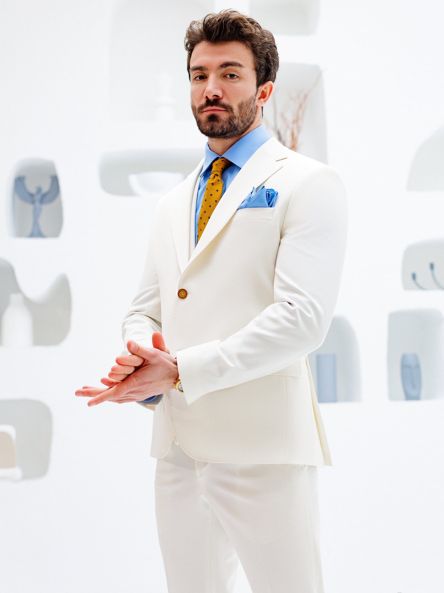 White Slim-Fit Suit 3-Piece