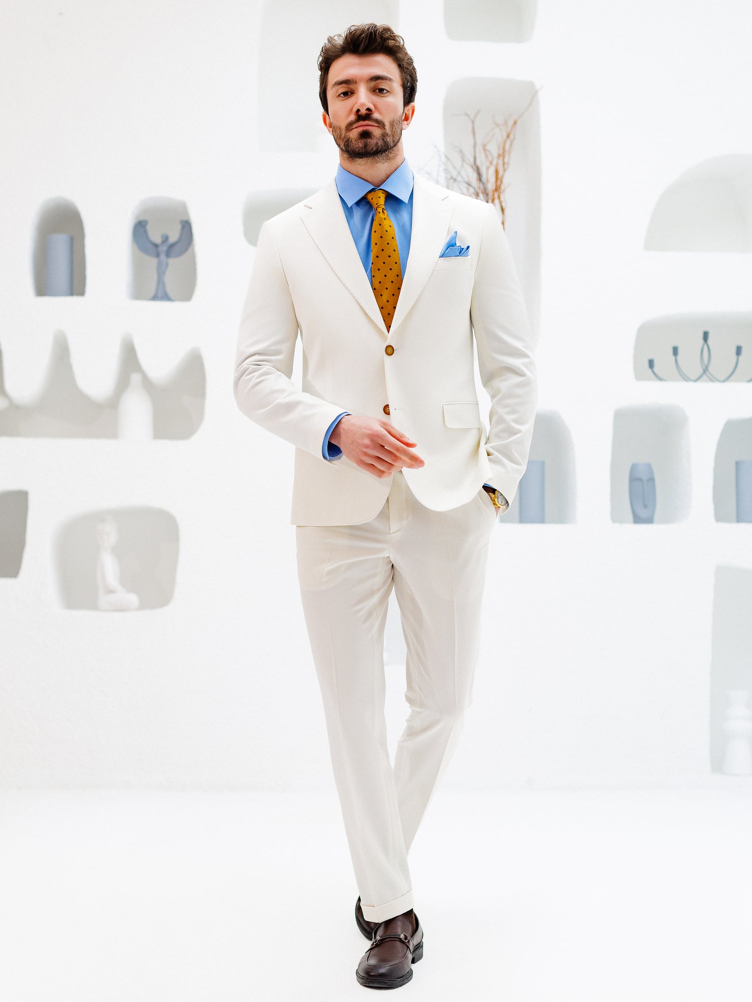 White Slim-Fit Suit 3-Piece